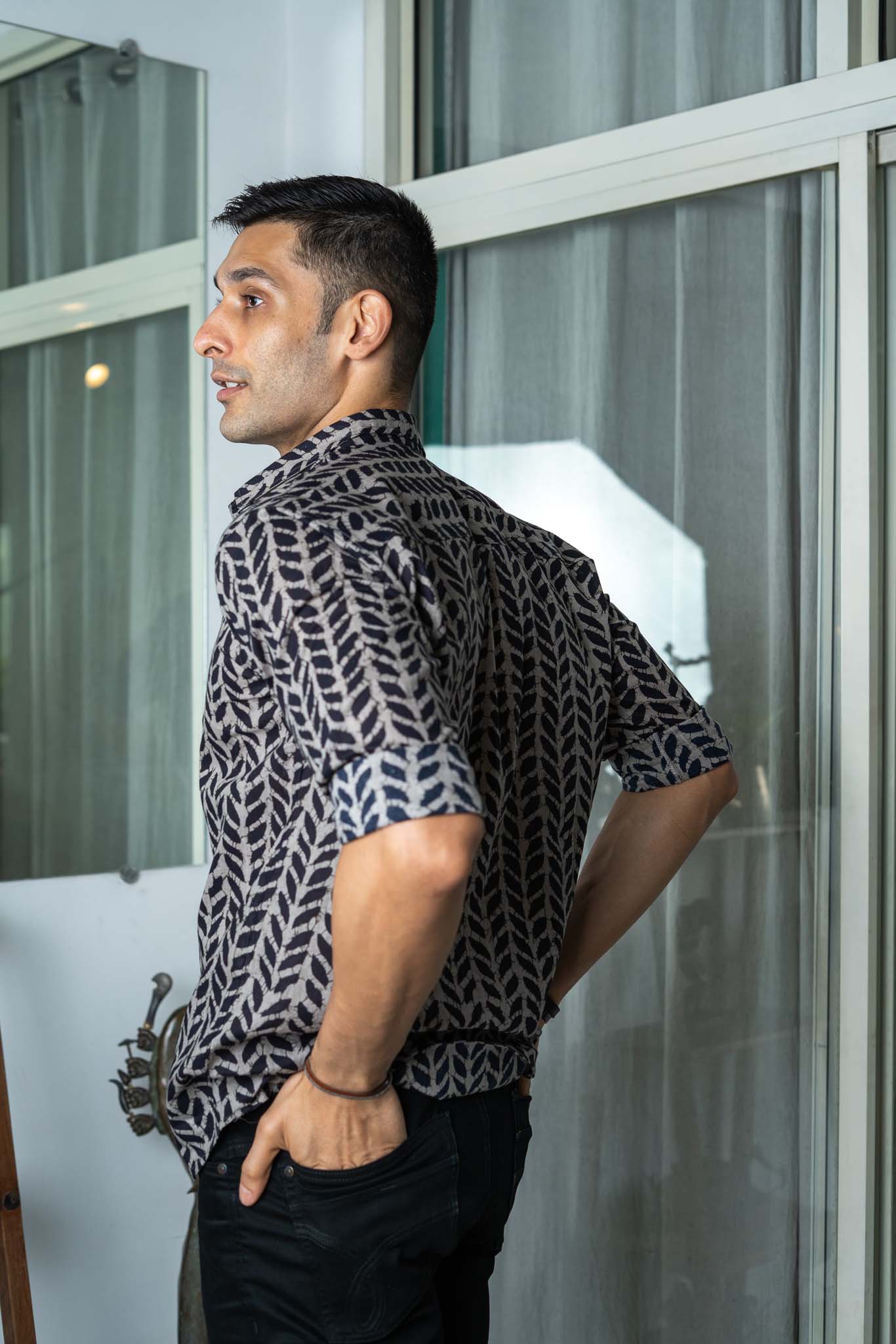 The Black Petal Stripe Print Shirt