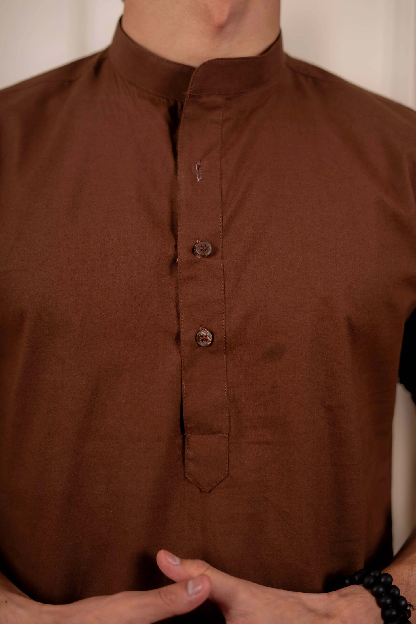 The Solid Brown Classic Short Kurta