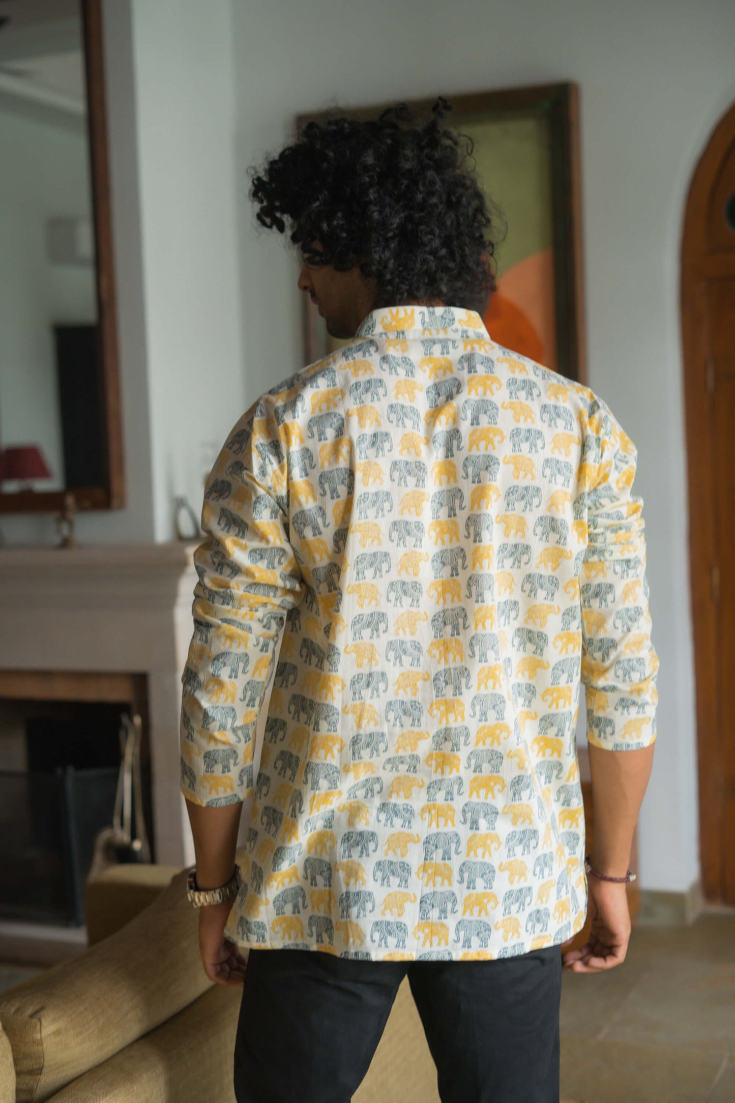 The Off-White Short Kurta With Elephant Print