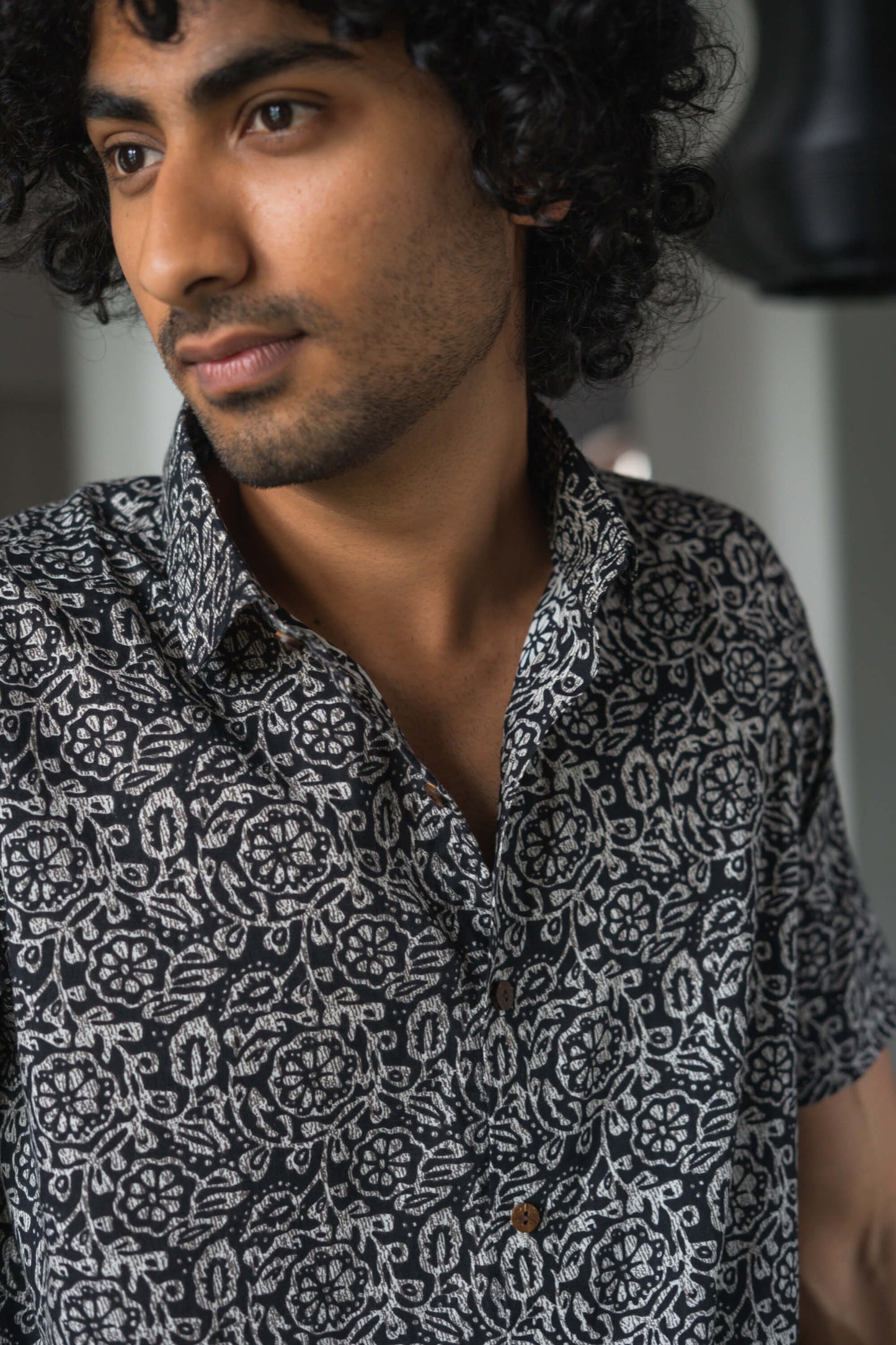 The Black And Brown All-Over Floral Print Shirt (Half Sleeves)