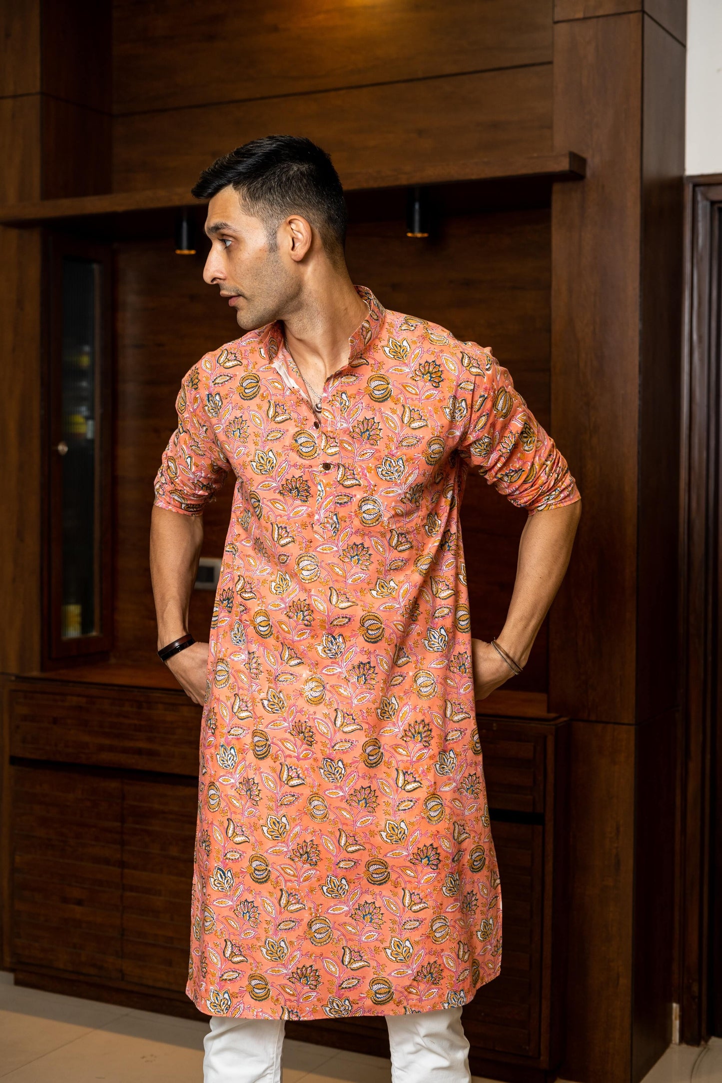 The Jungle Pink All-Over Floral Print Long Kurta