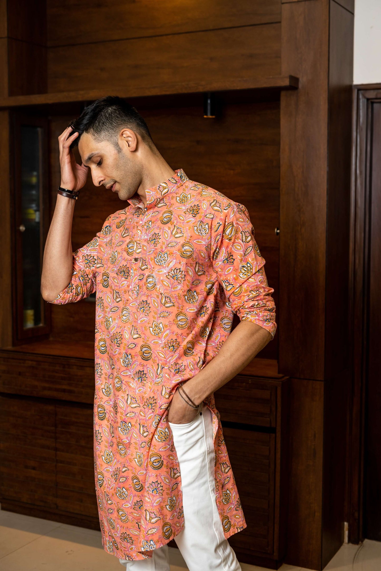 The Jungle Pink All-Over Floral Print Long Kurta