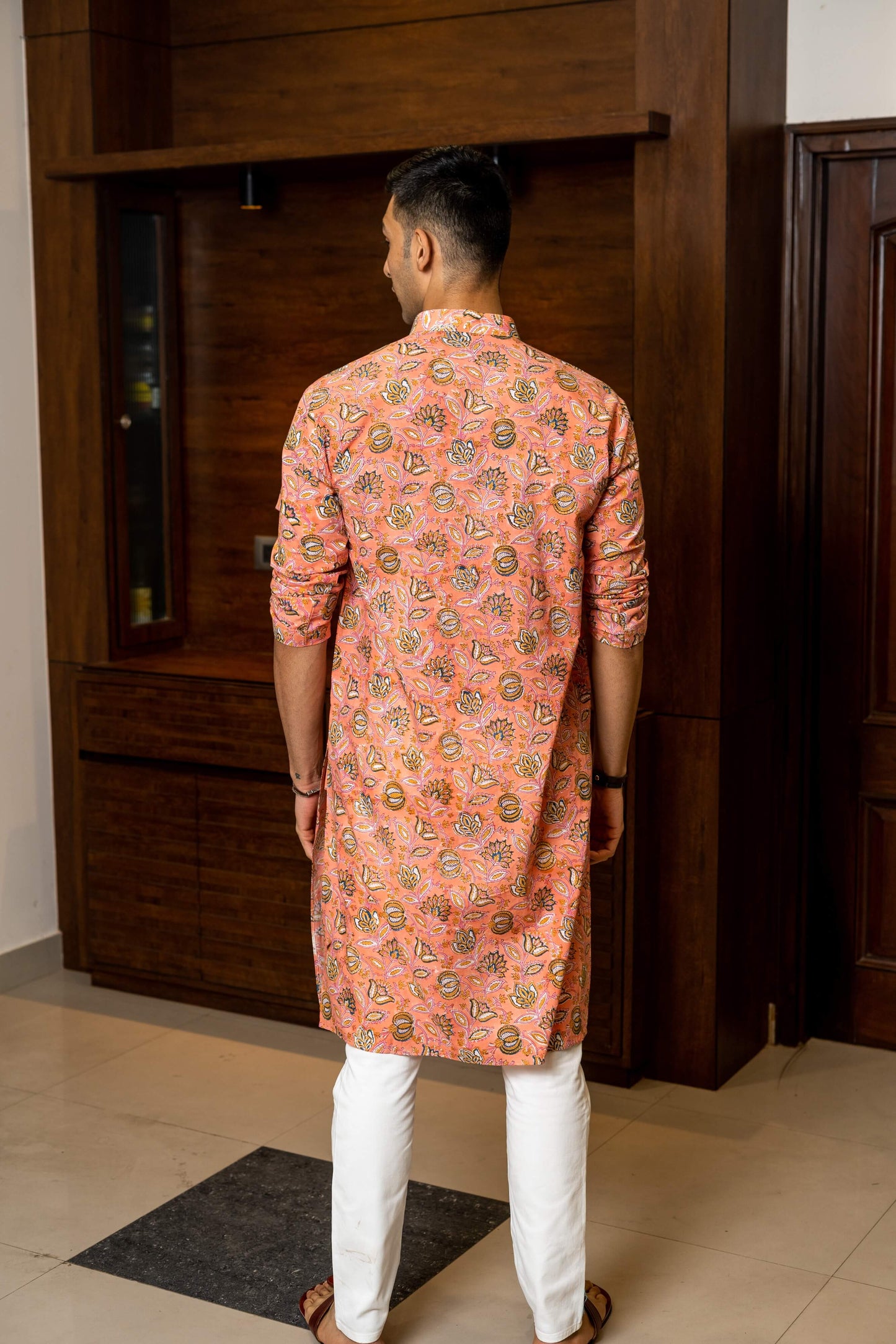 The Jungle Pink All-Over Floral Print Long Kurta