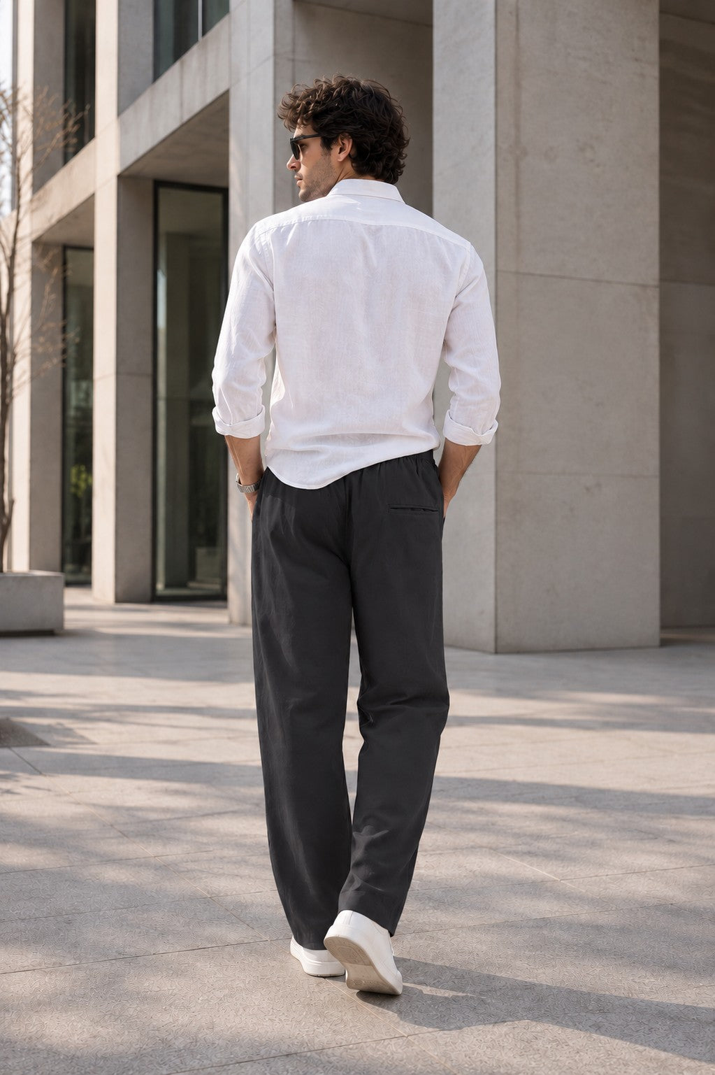 Black Drawstring Casual Pants