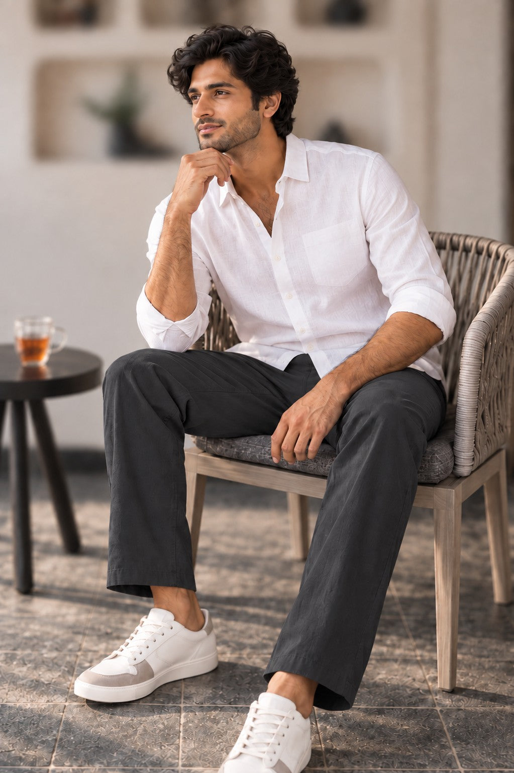 Black Drawstring Casual Pants
