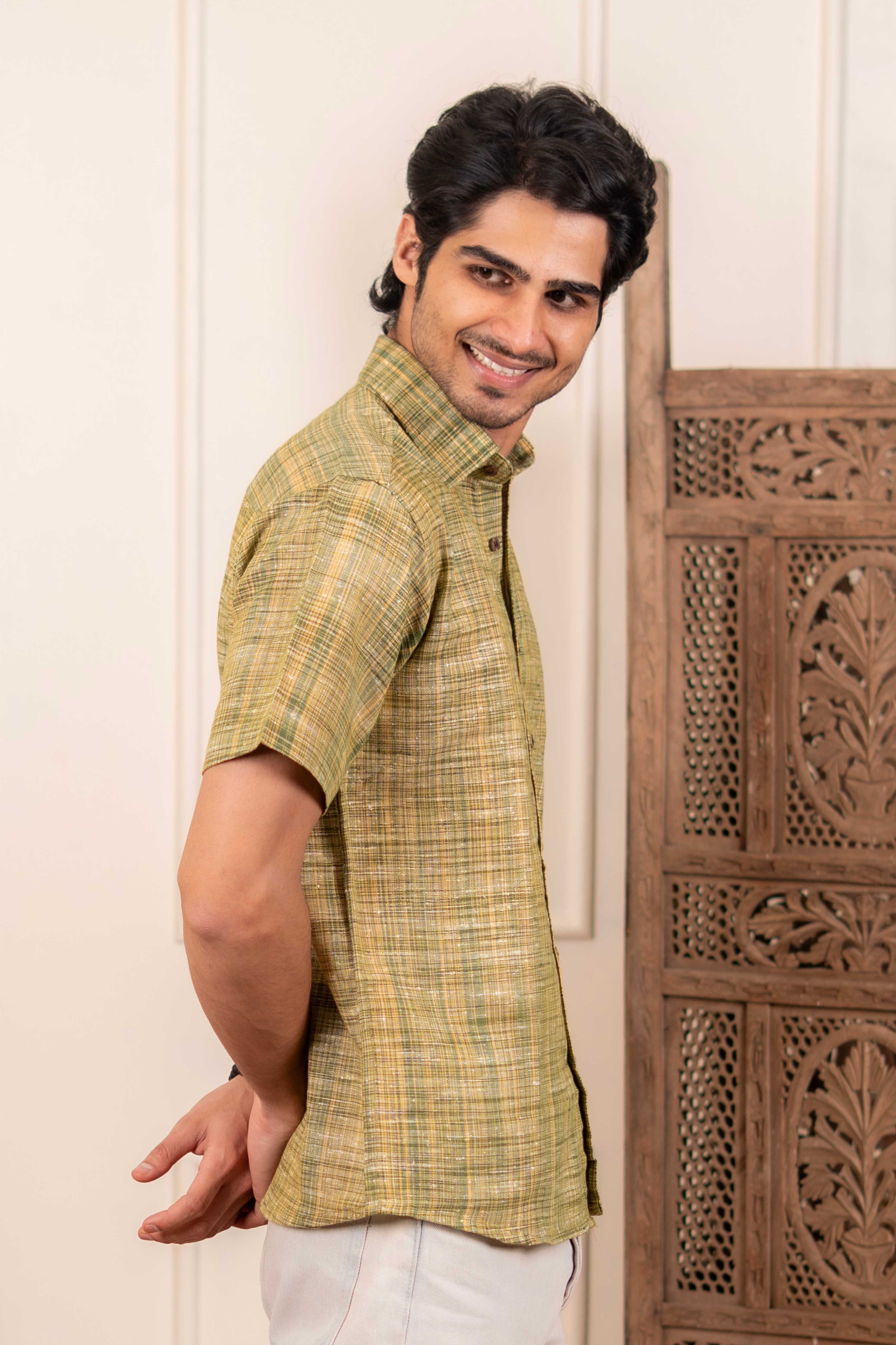 The Rustic Reddish Grey Handwoven Shirt