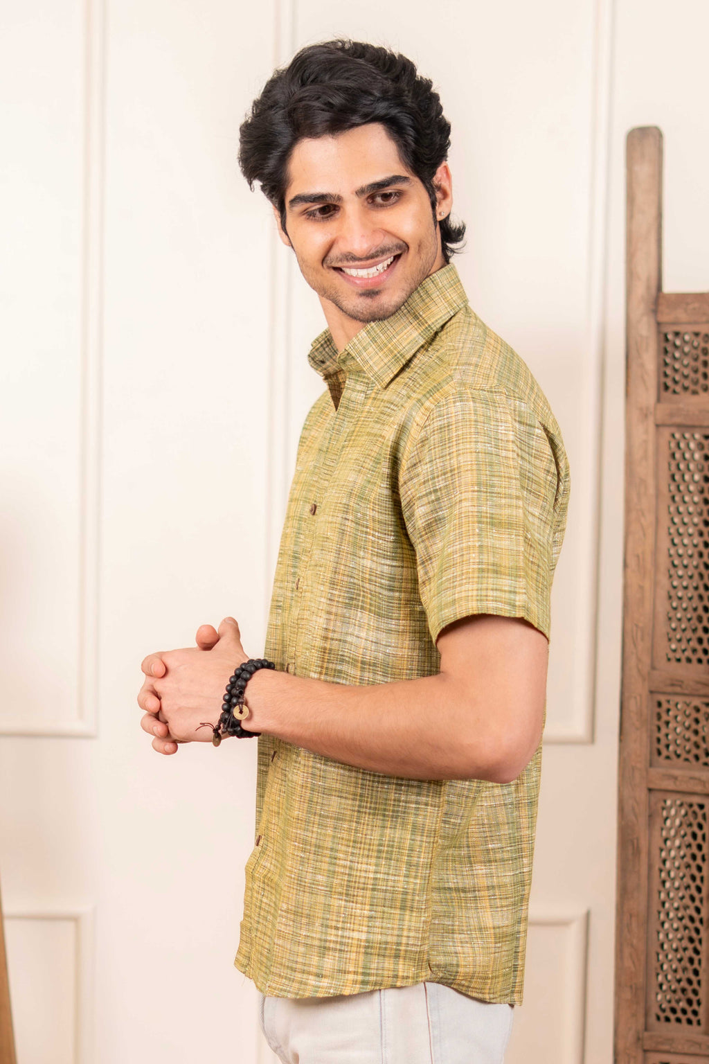 The Rustic Reddish Grey Handwoven Shirt