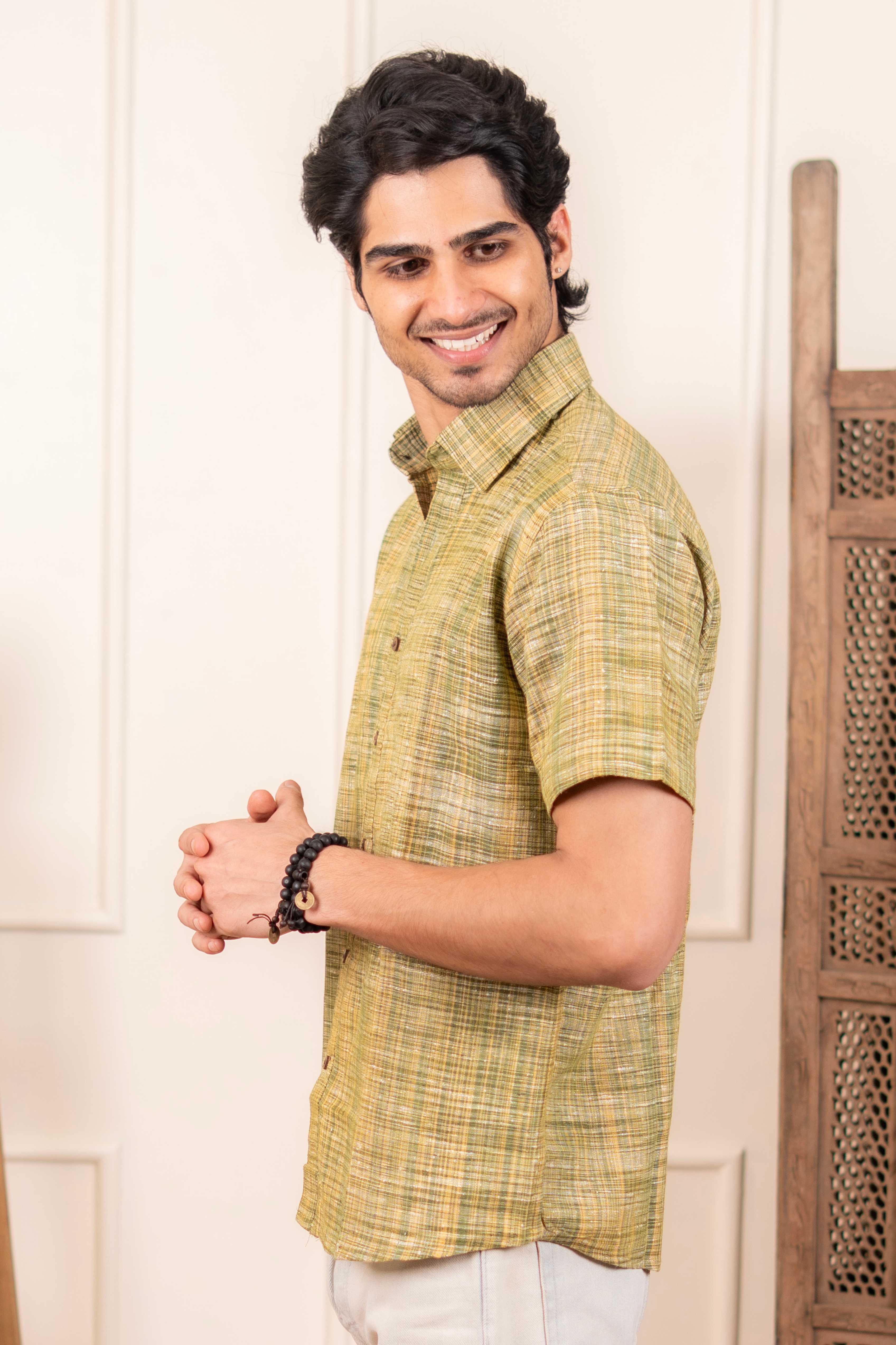 The Rustic Reddish Grey Handwoven Shirt