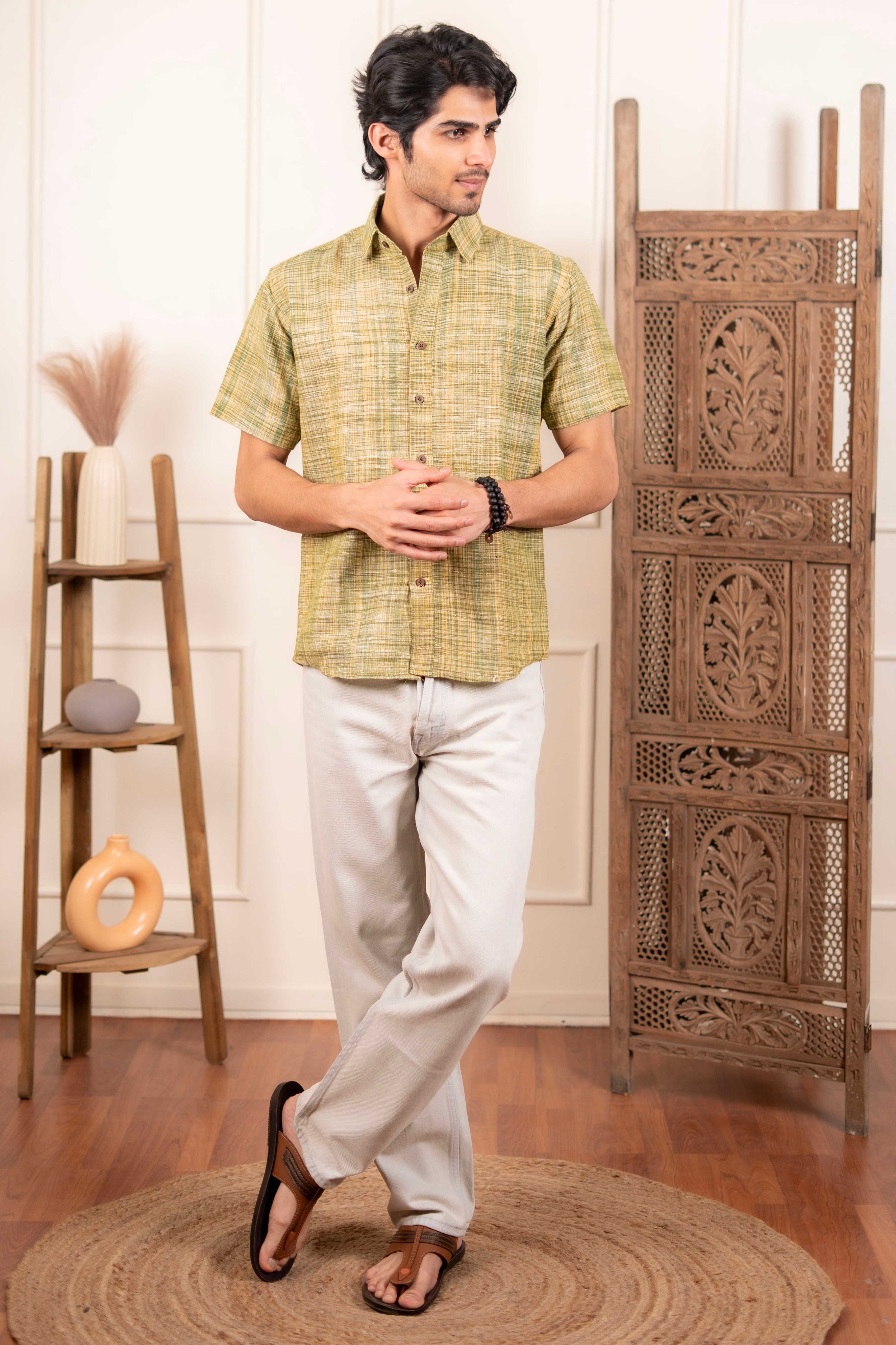 The Rustic Reddish Grey Handwoven Shirt