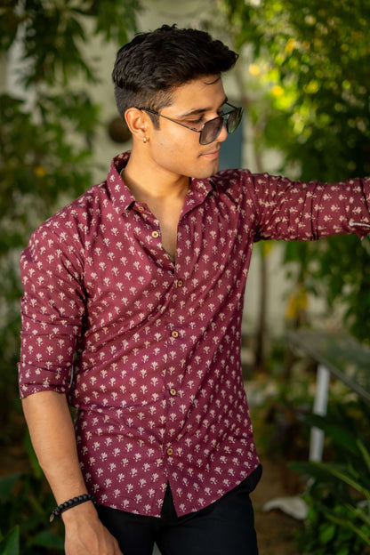 The Vintage Maroon Shirt With Butti Print