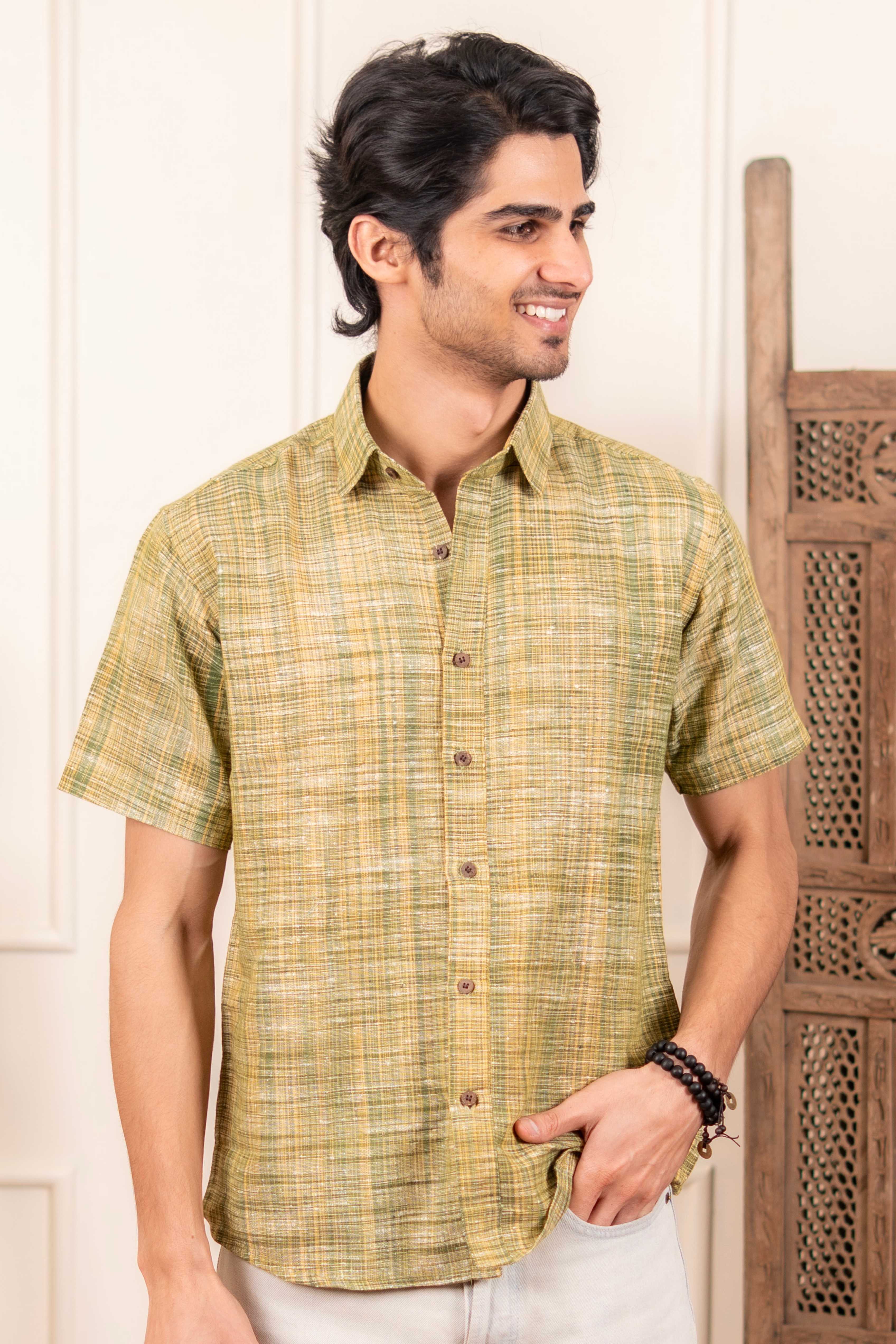 The Rustic Reddish Grey Handwoven Shirt