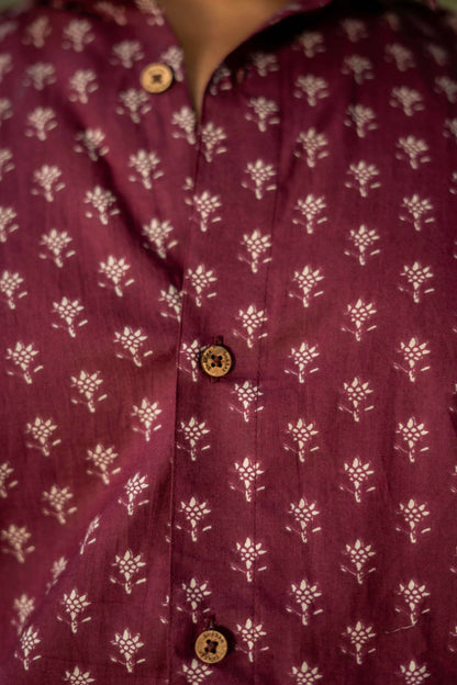 The Vintage Maroon Shirt With Butti Print