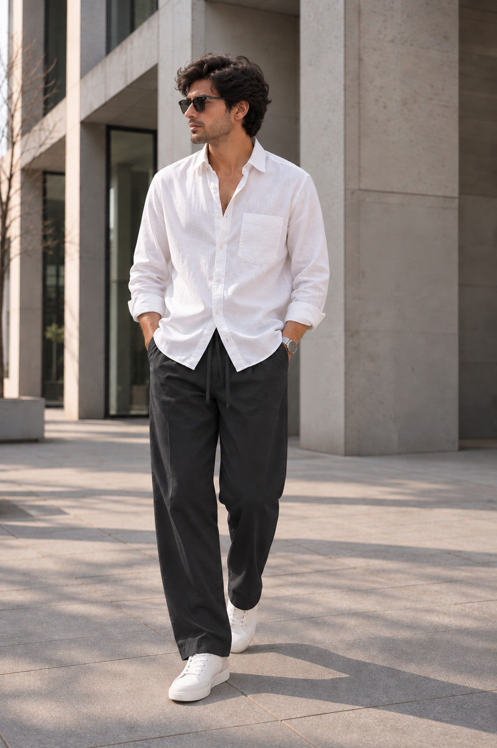 Black Drawstring Casual Pants