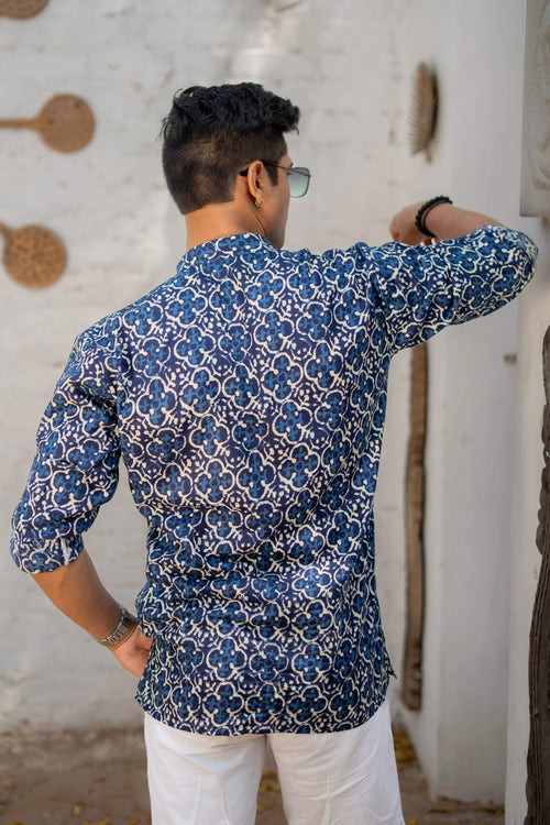 The Admiral Blue Short Kurta Abstract Print