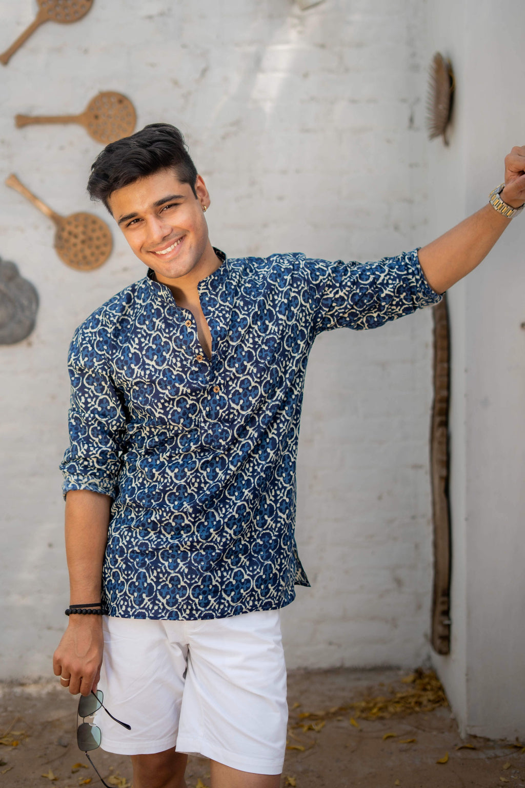 The Admiral Blue Short Kurta Abstract Print