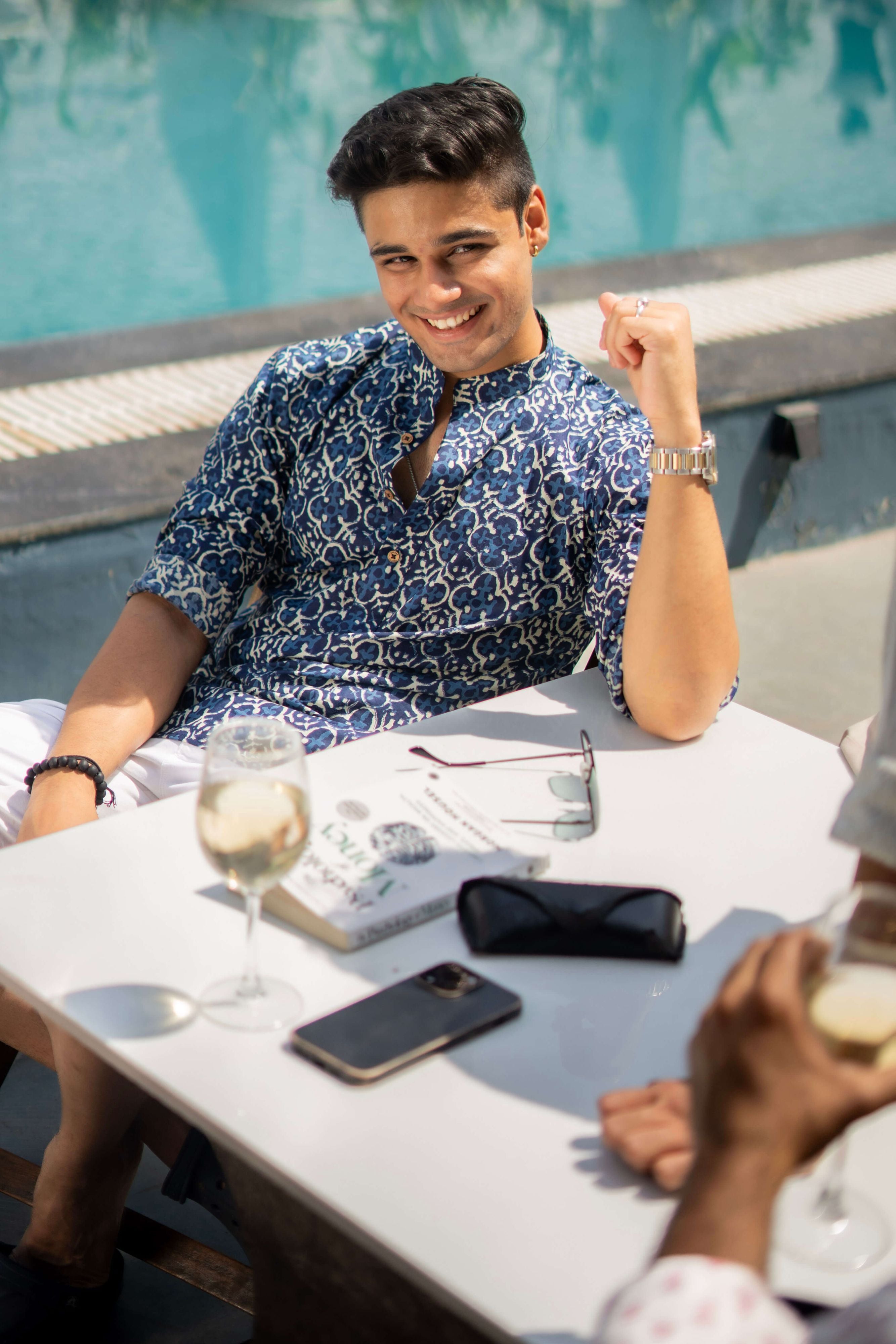 The Admiral Blue Short Kurta Abstract Print