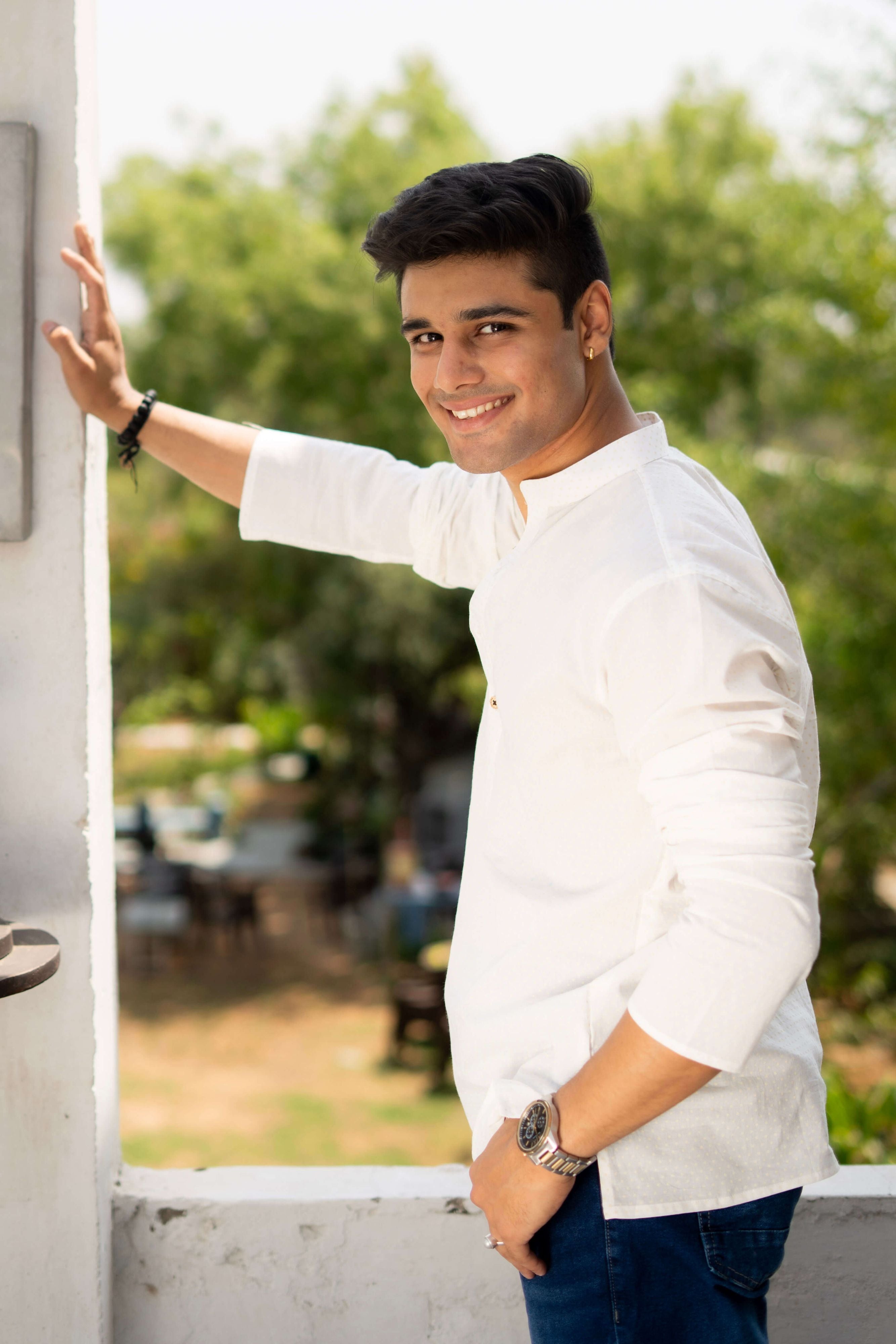 The White Short Kurta with Golden Polka Dots