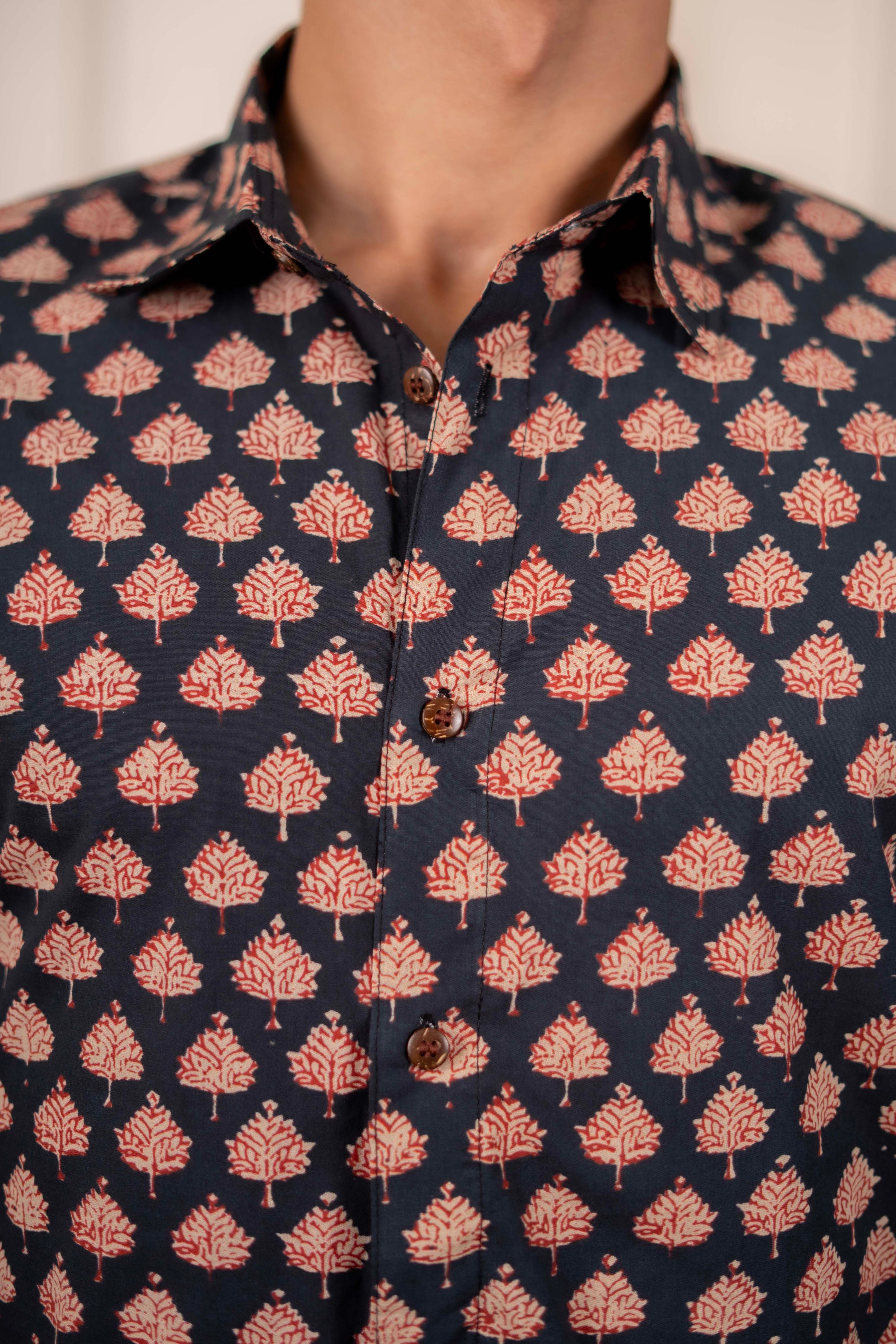 The Fleet Blue Leaf Motif Shirt