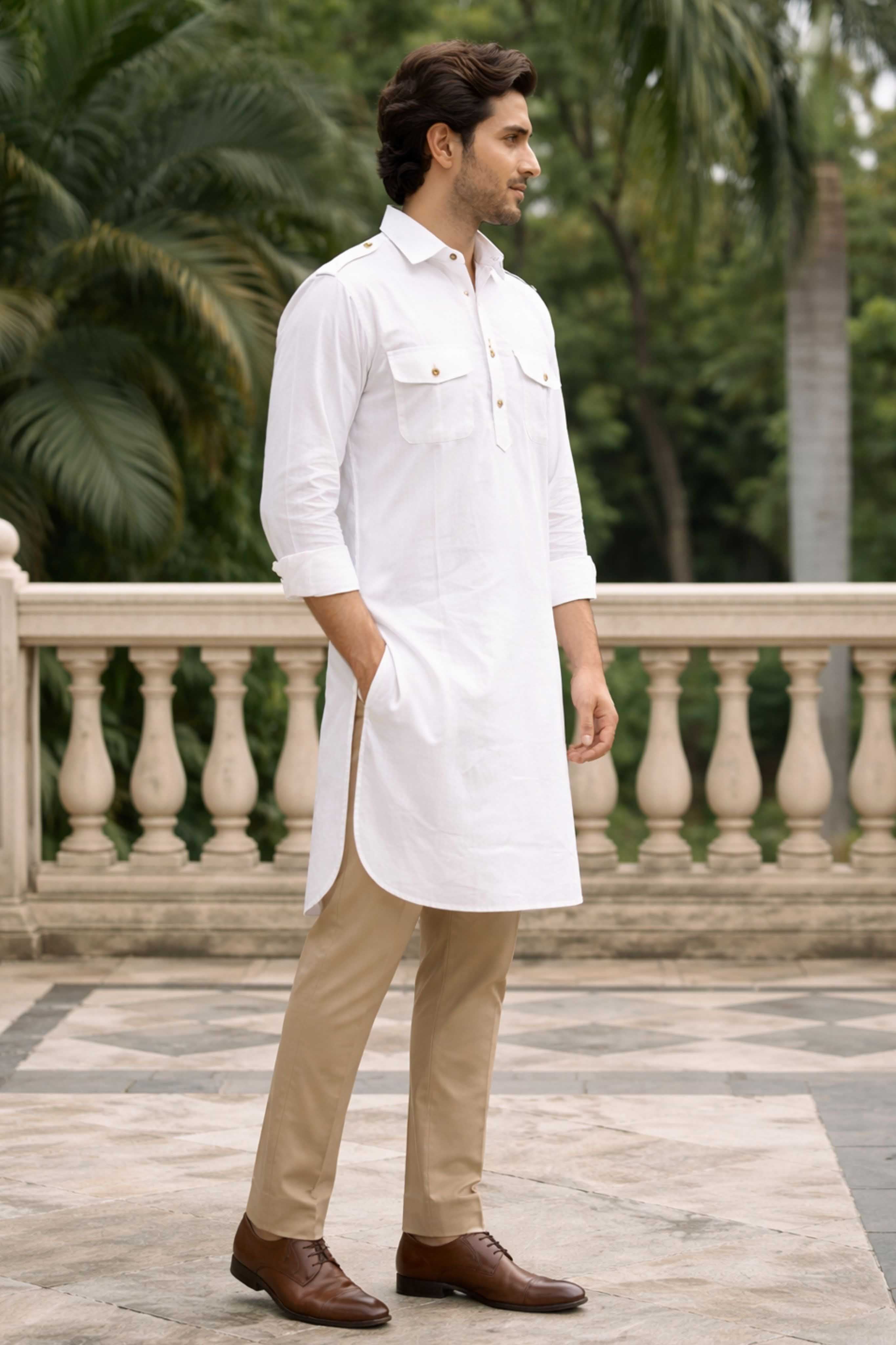 The White Oxford Pathani Kurta