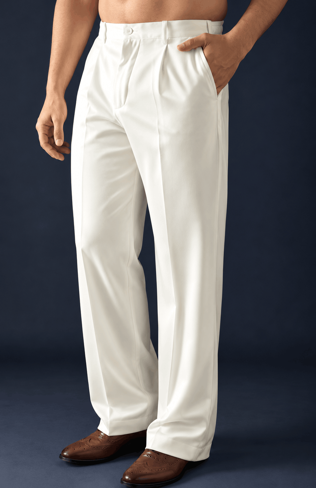 Off-White Color Korean Pants