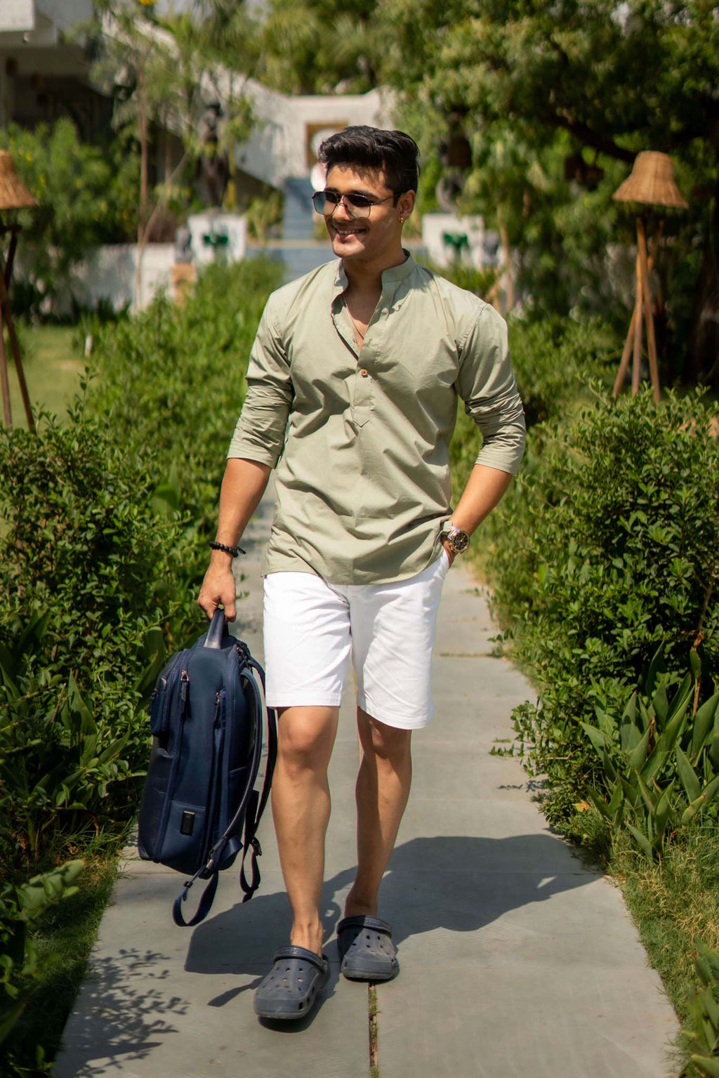 The Cotton Short Kurta In Solid Light Green Color