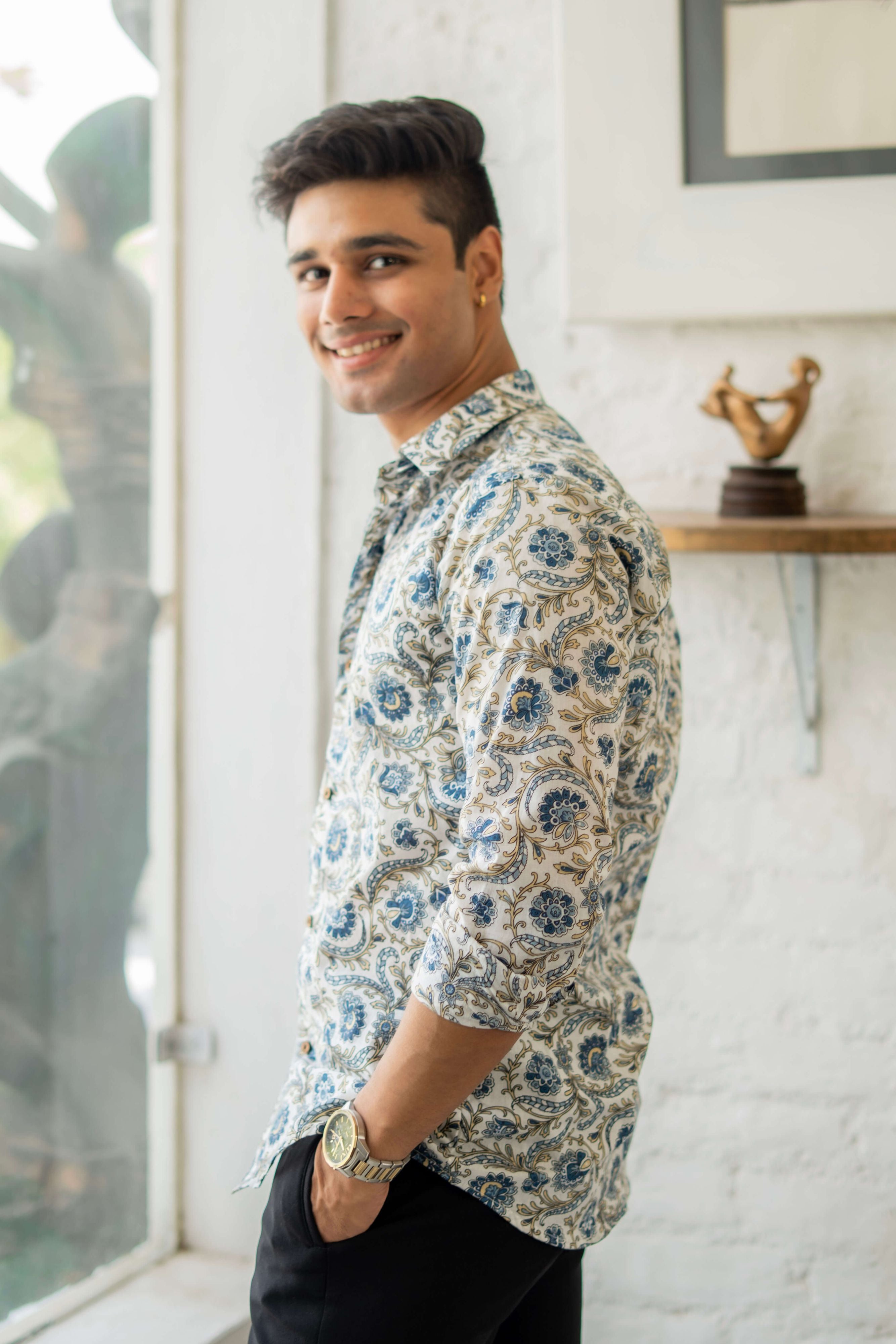 The White Shirt with Multicolor Paisley Print