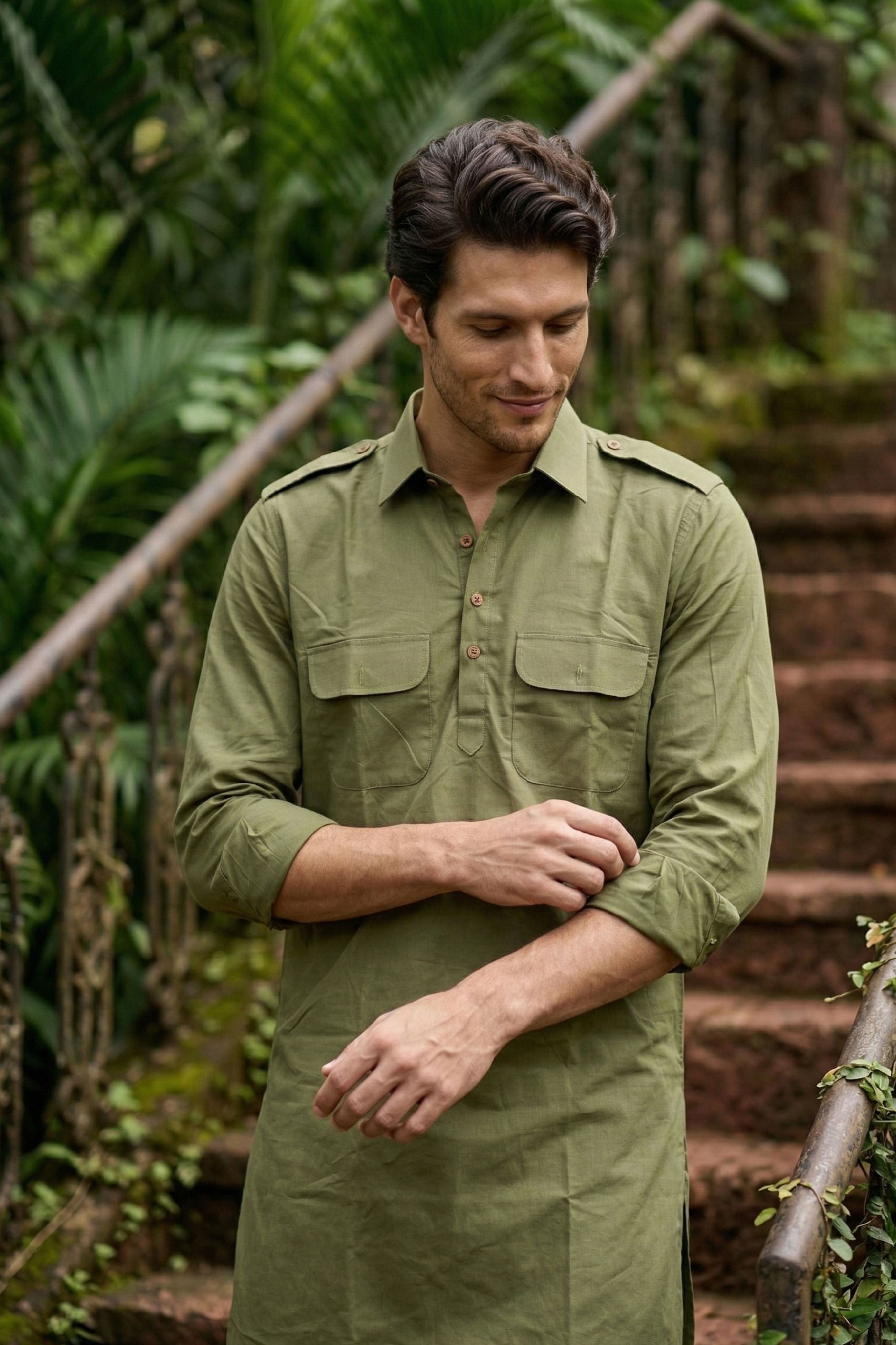 The Light Green Pathani Kurta for Men