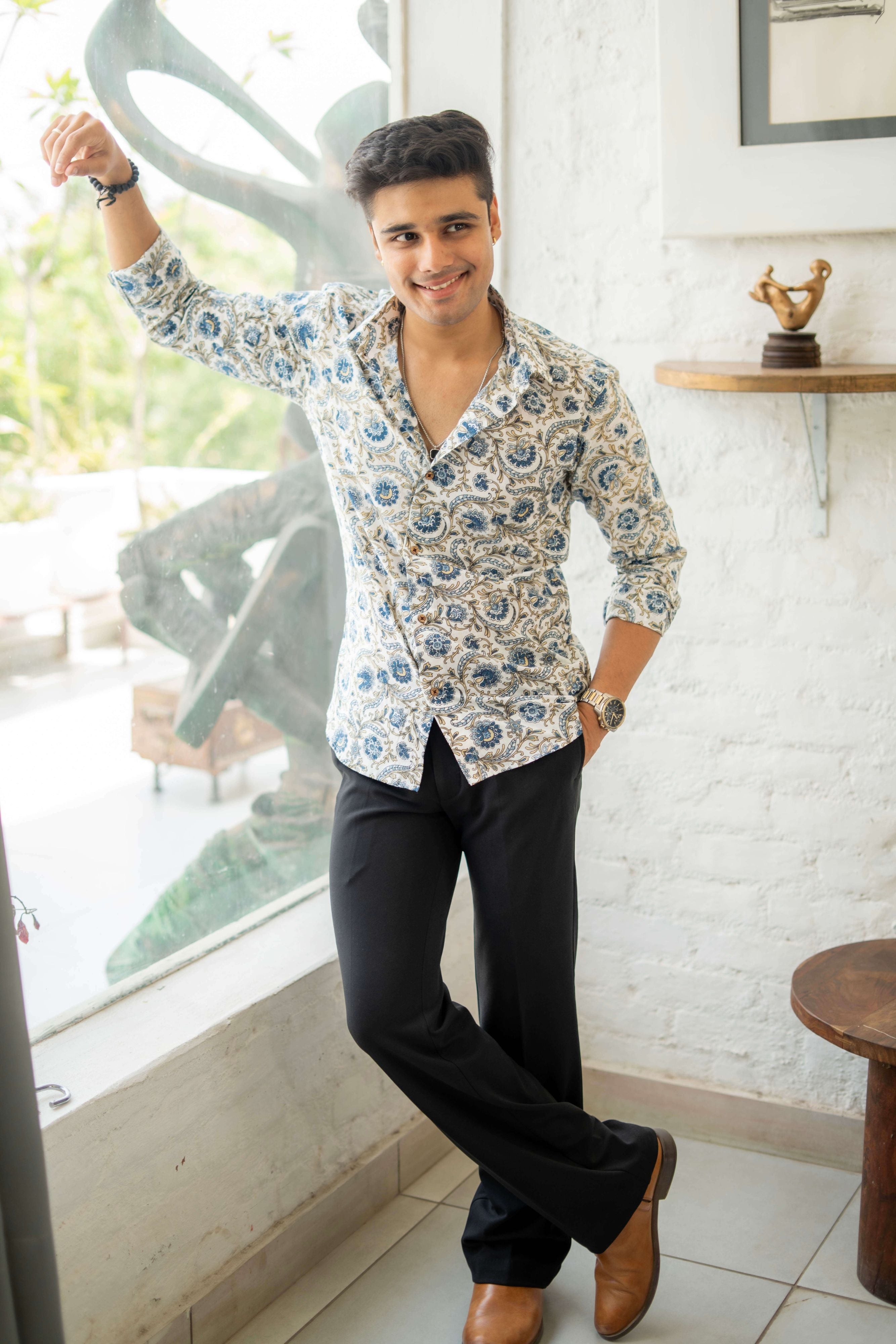 The White Shirt with Multicolor Paisley Print