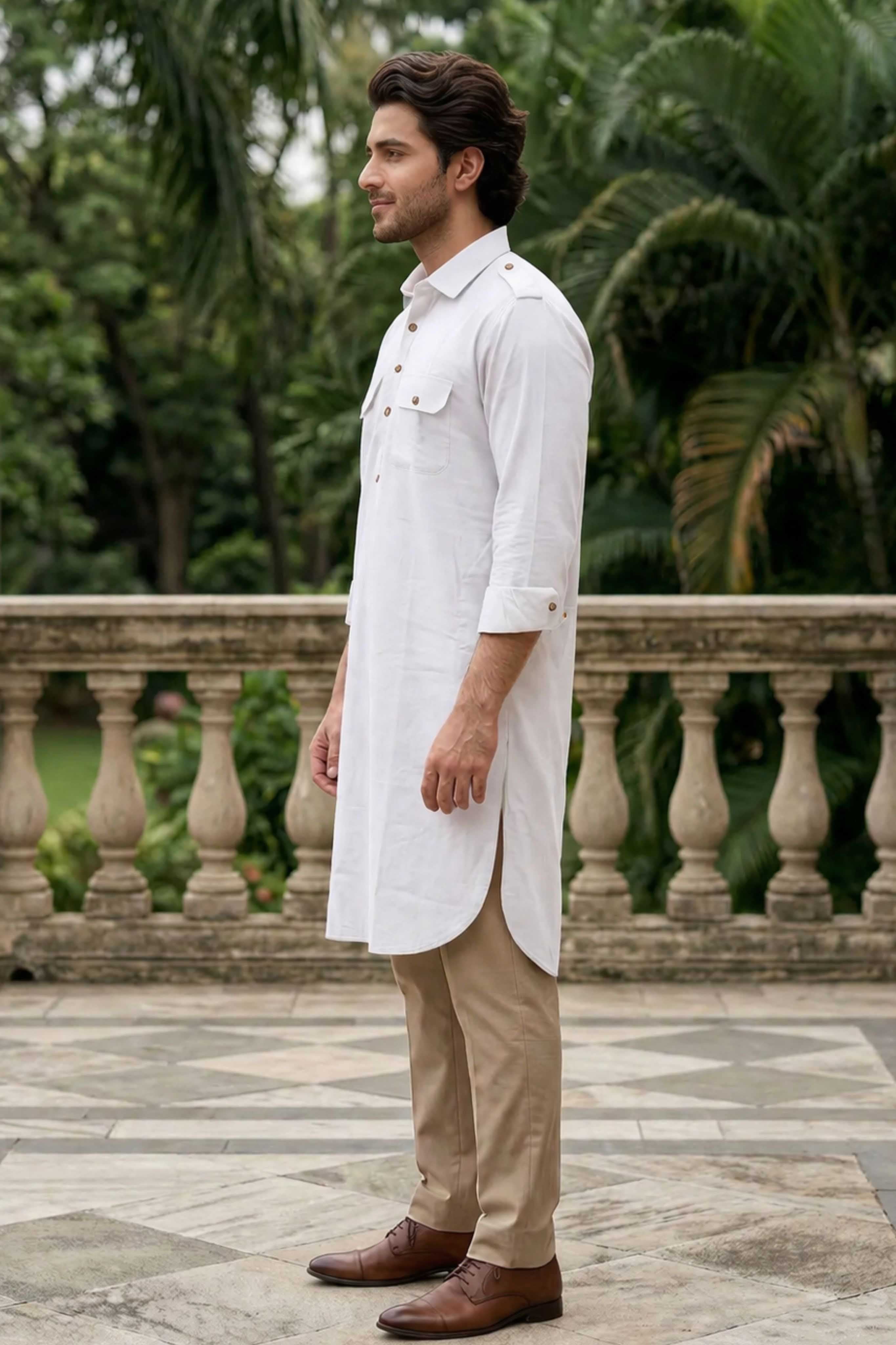 The White Oxford Pathani Kurta