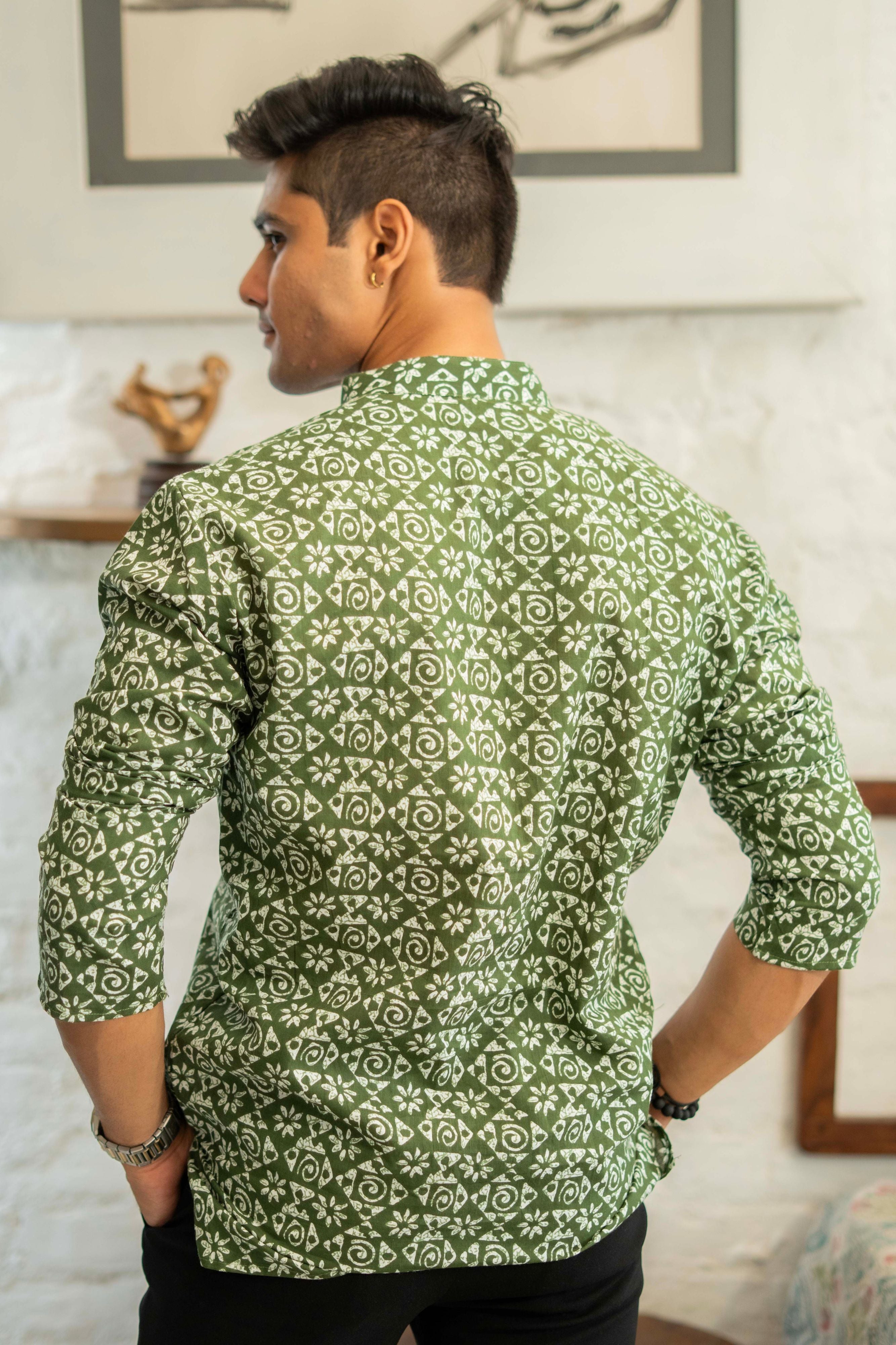 The Pistachio Green Short Kurta with Tribal Print