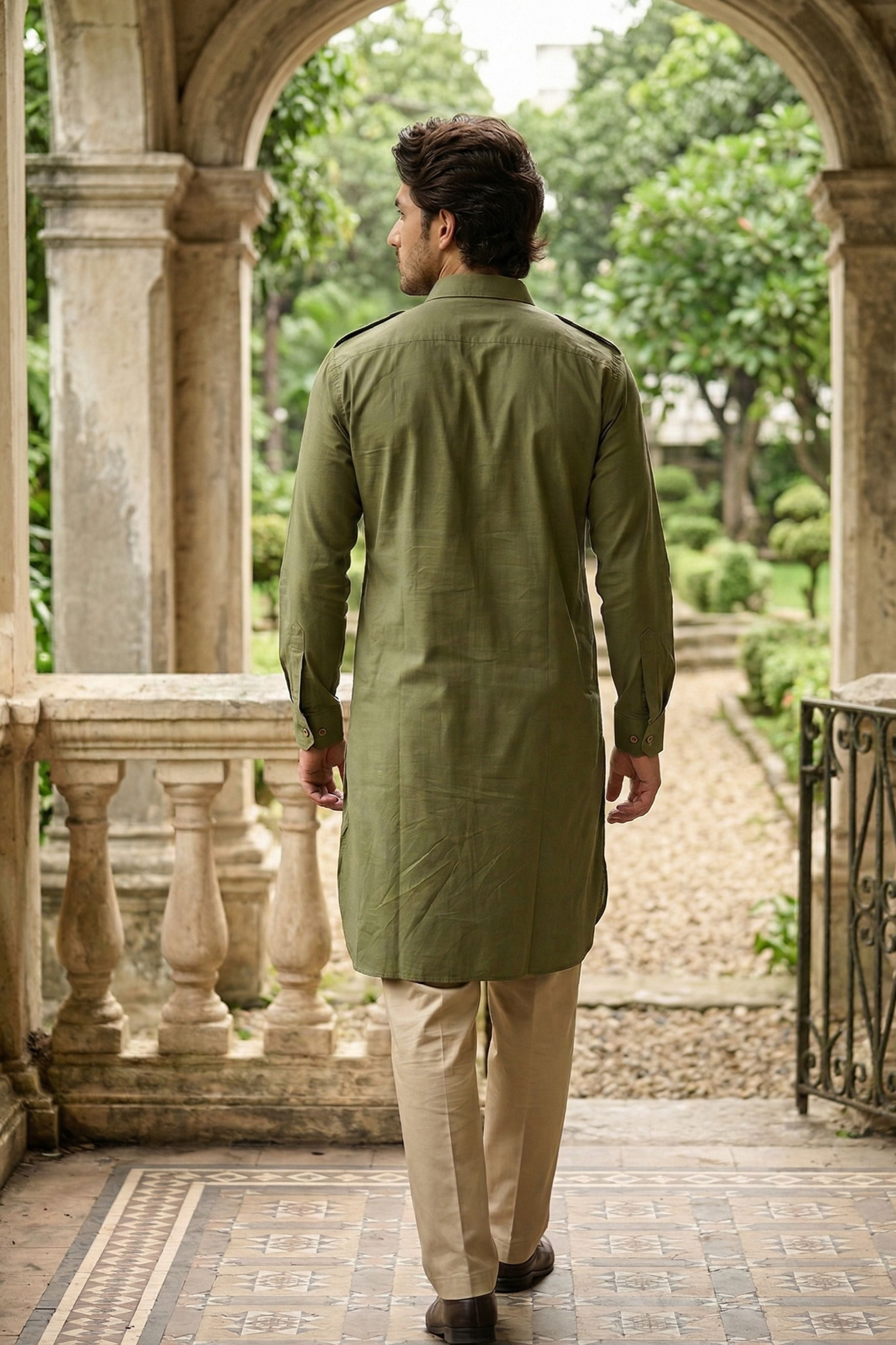 The Light Green Pathani Kurta for Men