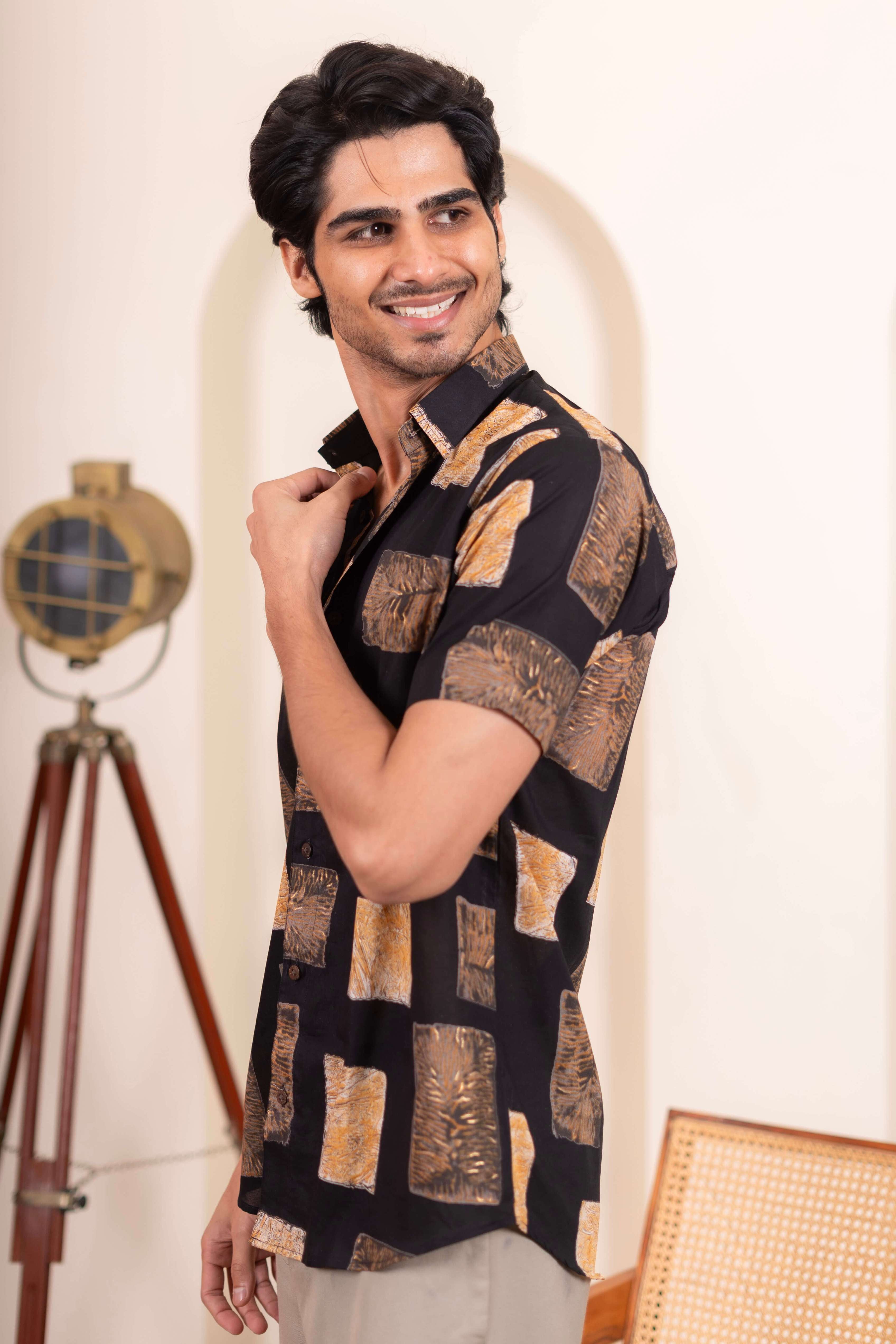 The Black Golden Floral Block Shirt