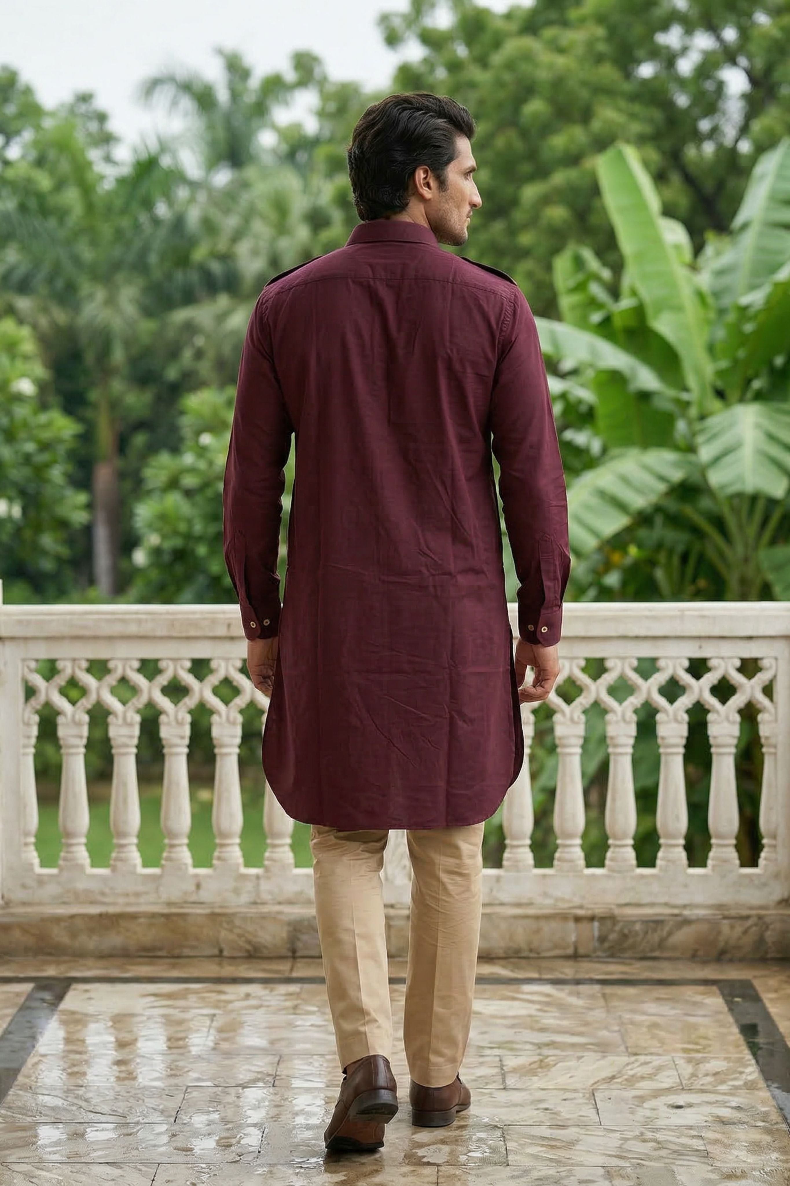 The Maroon Pathani Kurta for Men