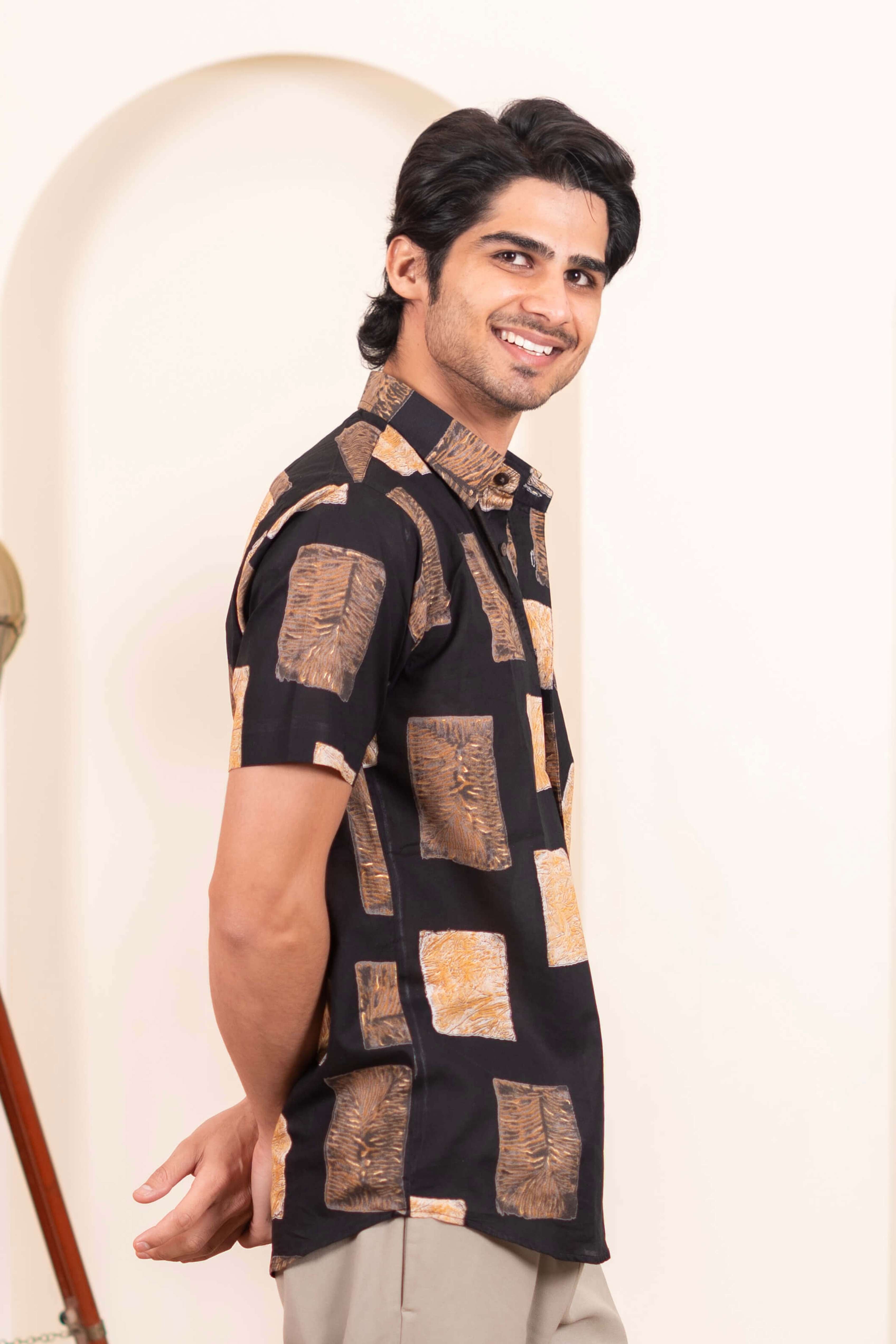 The Black Golden Floral Block Shirt