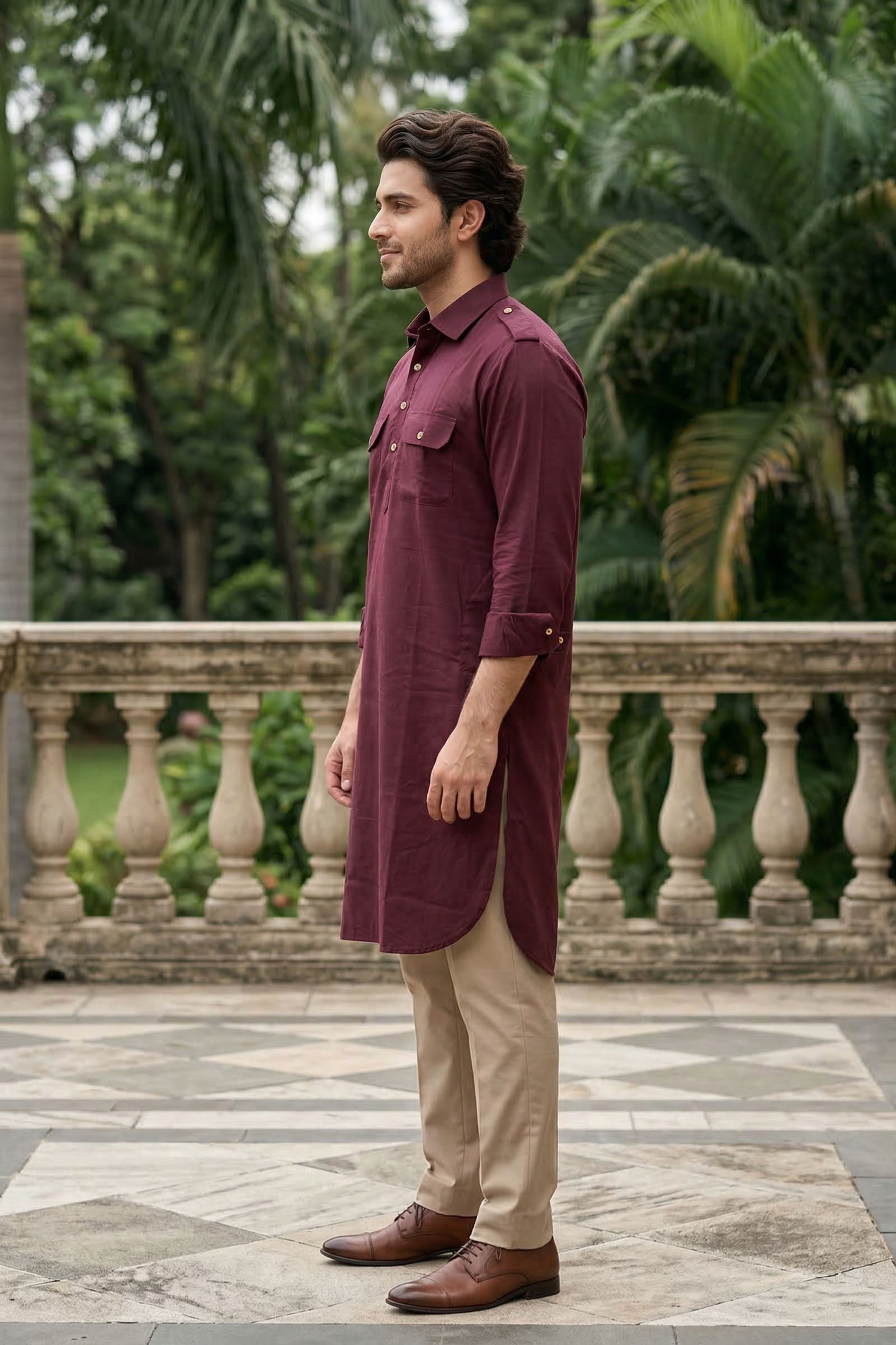 The Maroon Pathani Kurta for Men