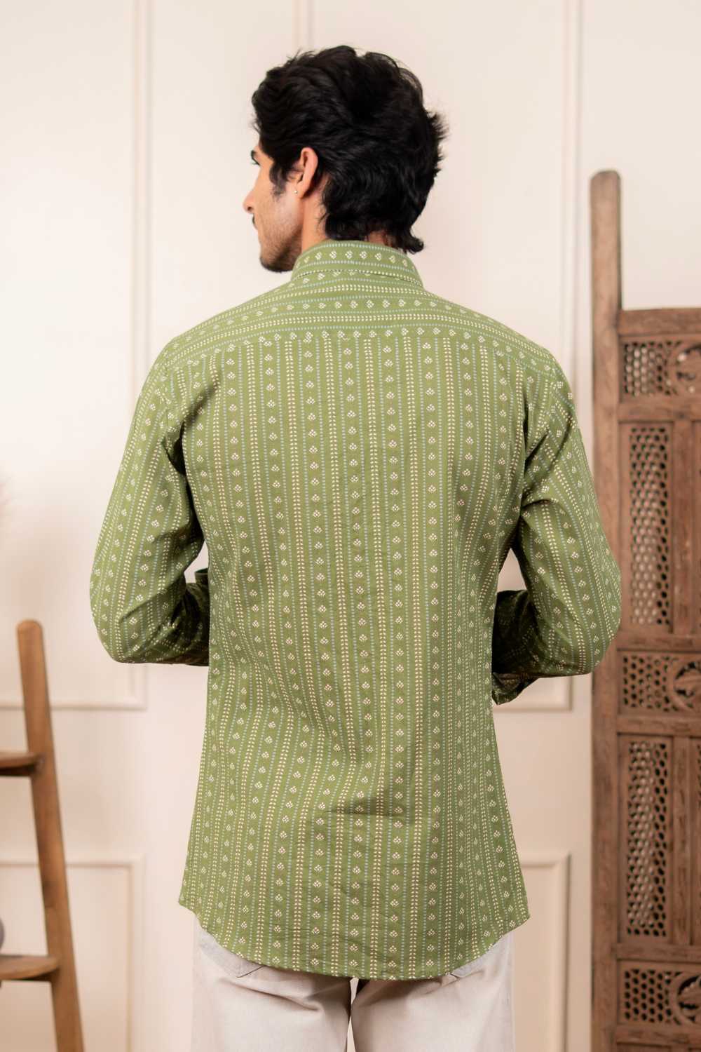 The Spring Green Striped Floral Shirt