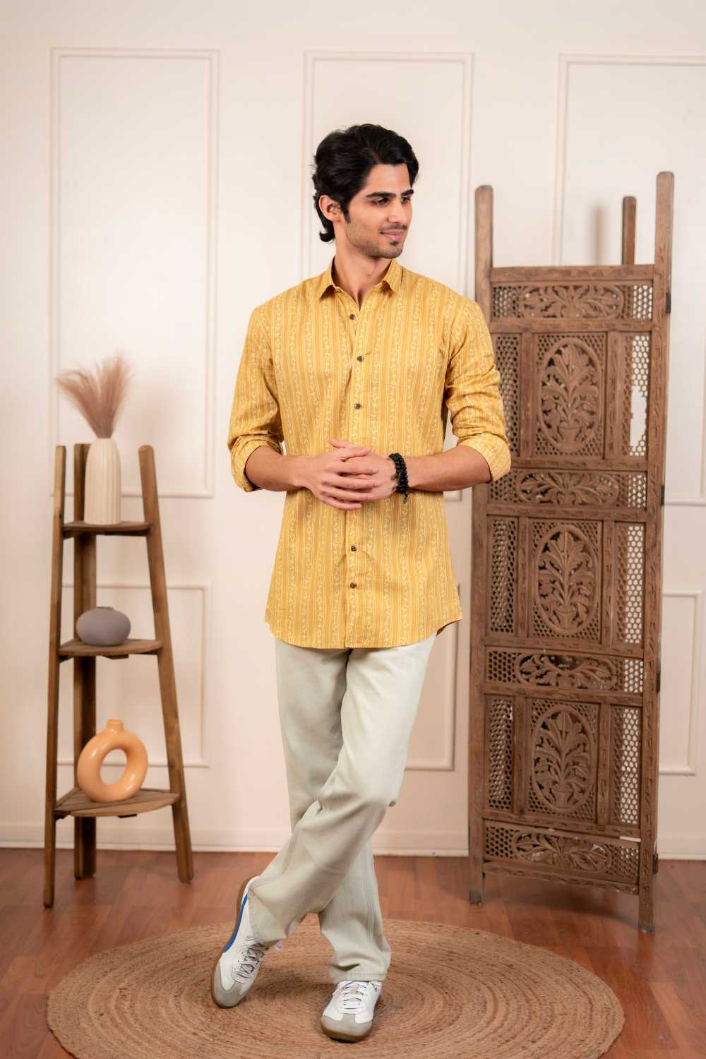 The Mustard Striped Floral Shirt