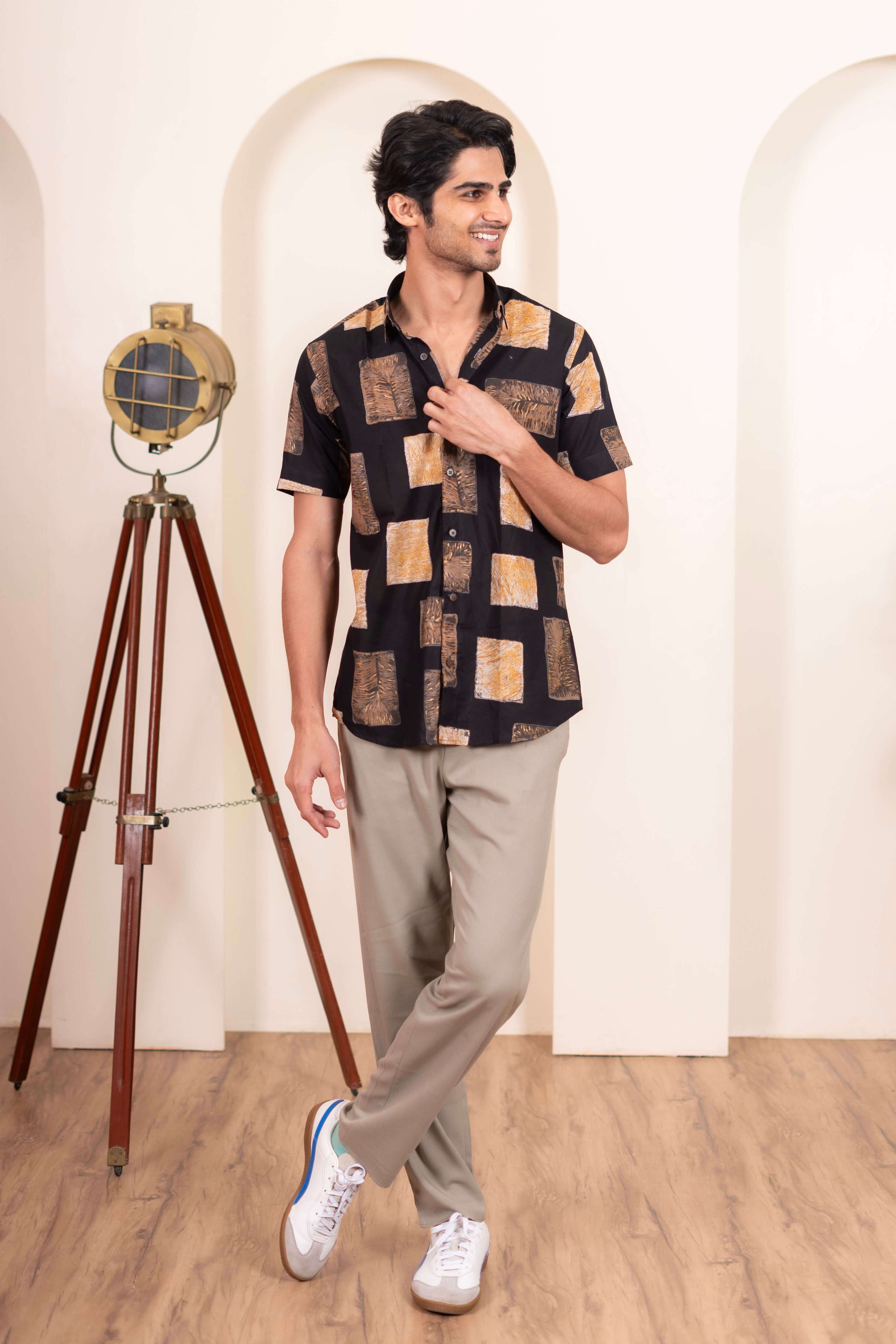 The Black Golden Floral Block Shirt