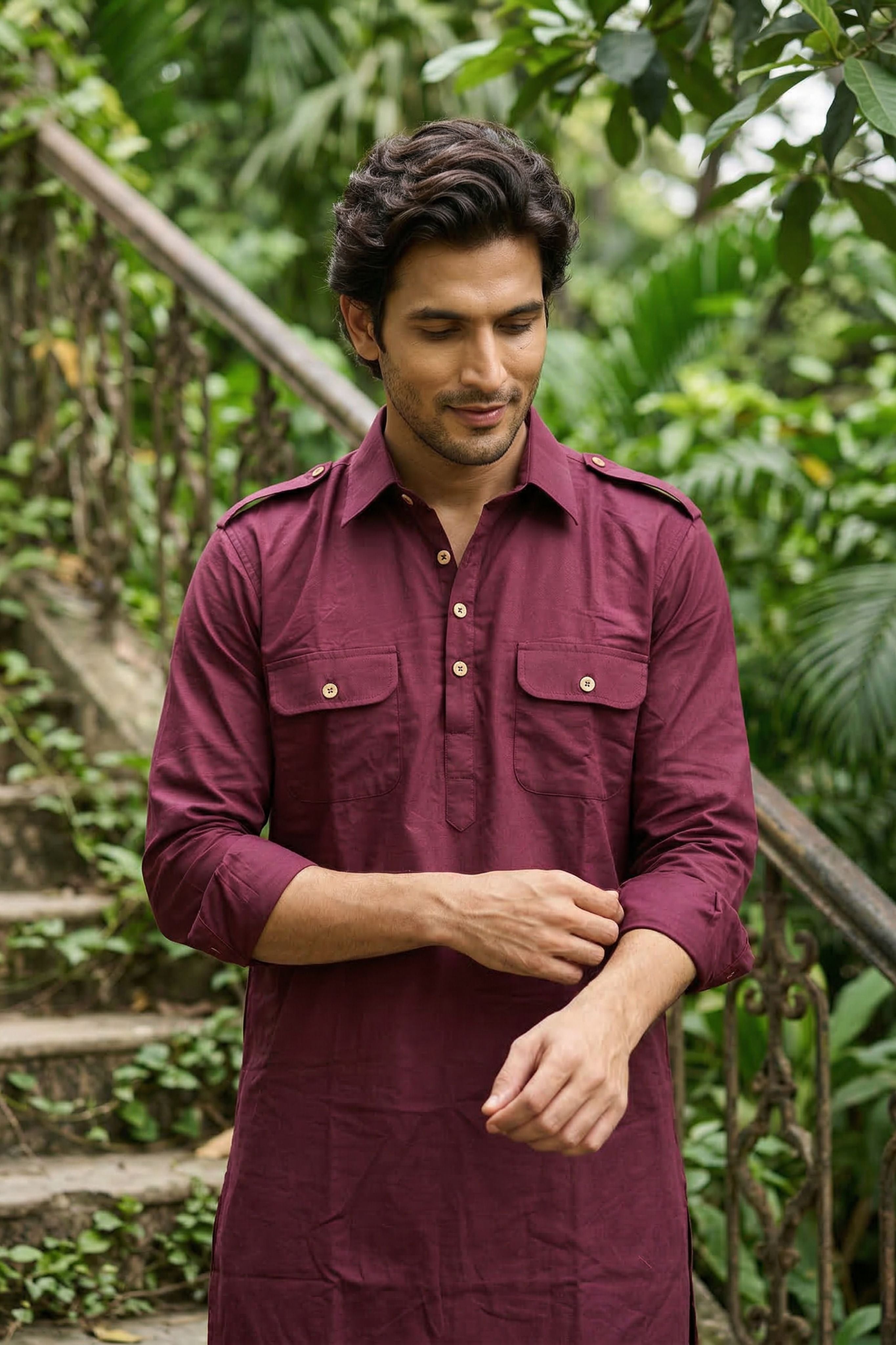 The Maroon Pathani Kurta for Men