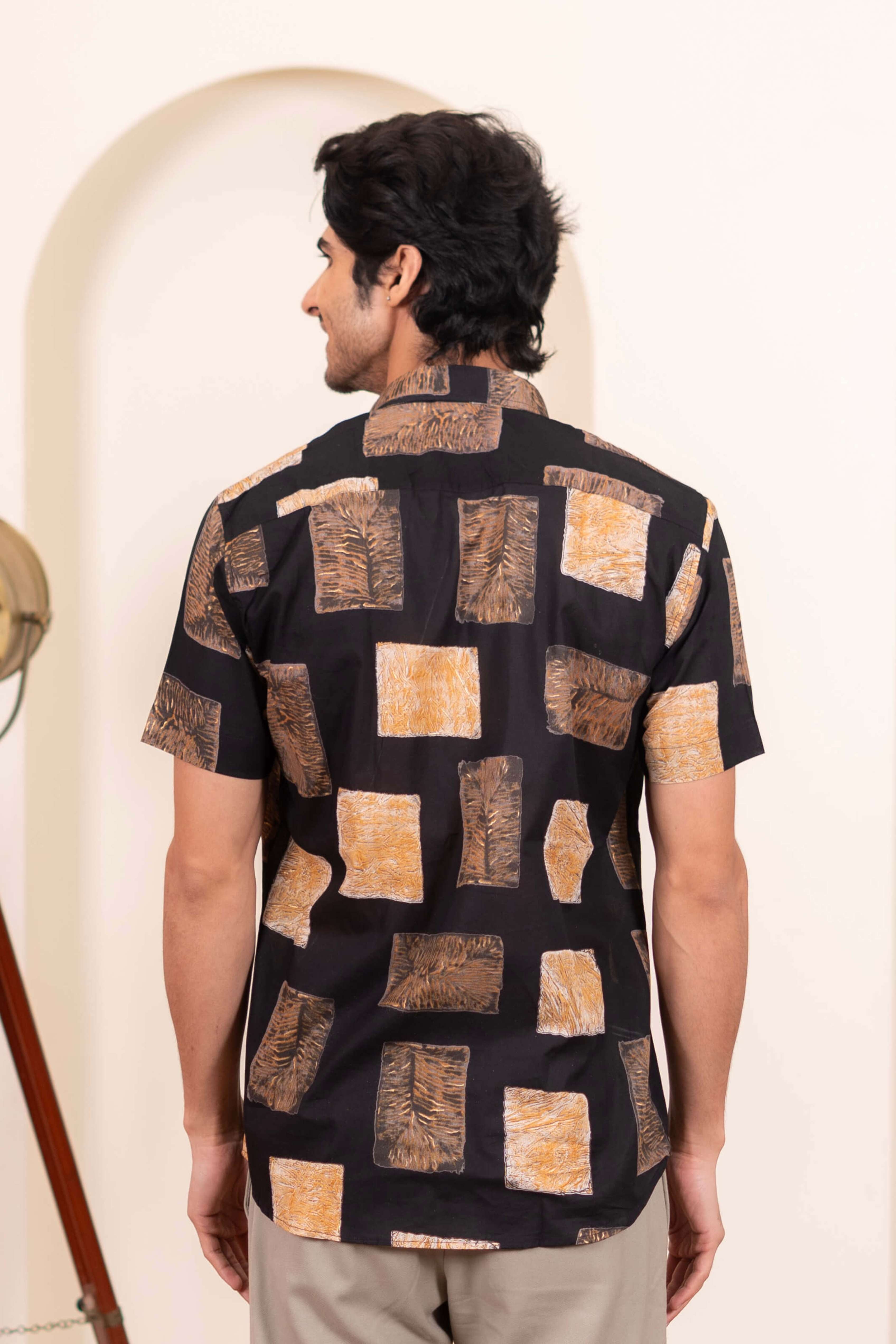The Black Golden Floral Block Shirt
