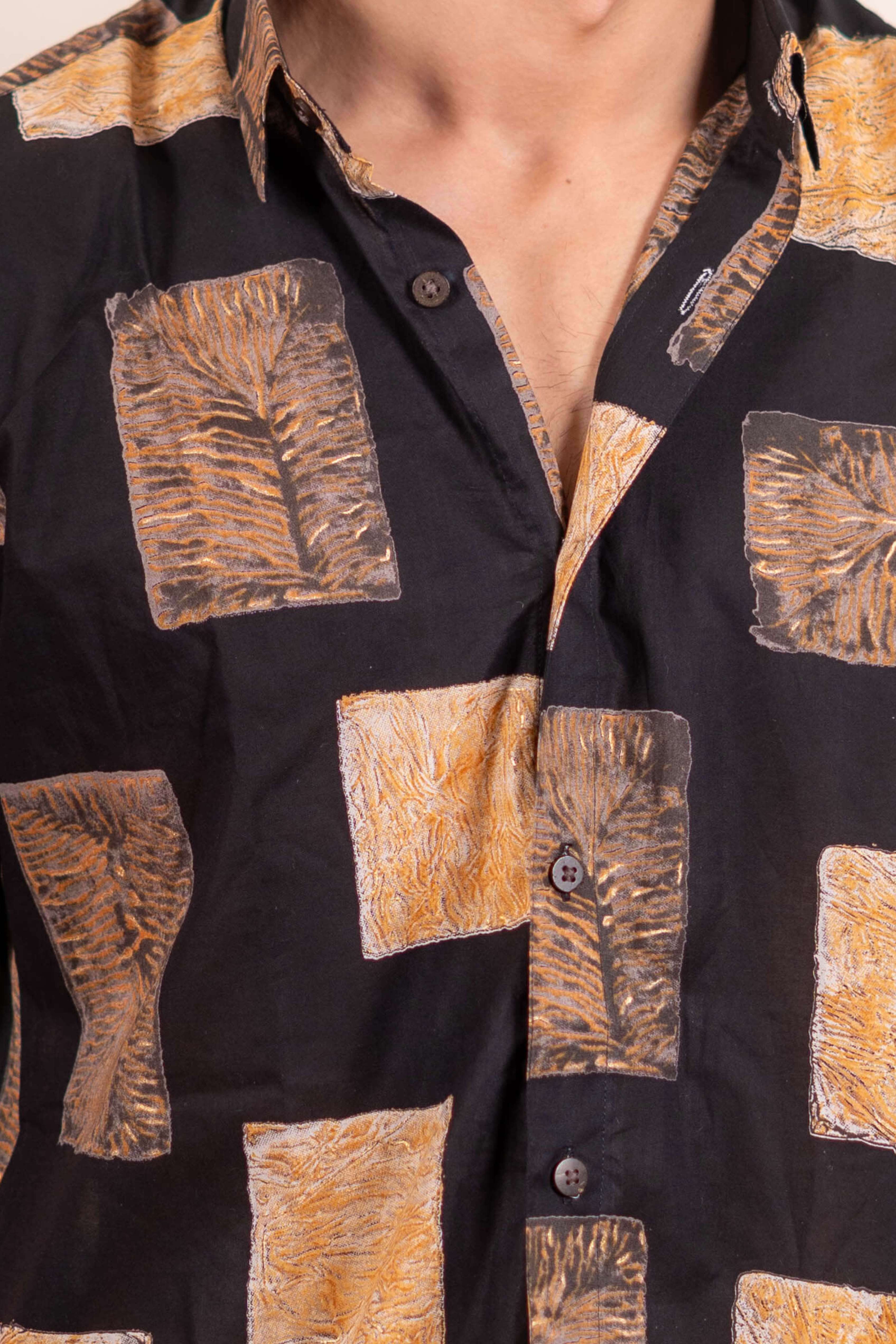 The Black Golden Floral Block Shirt