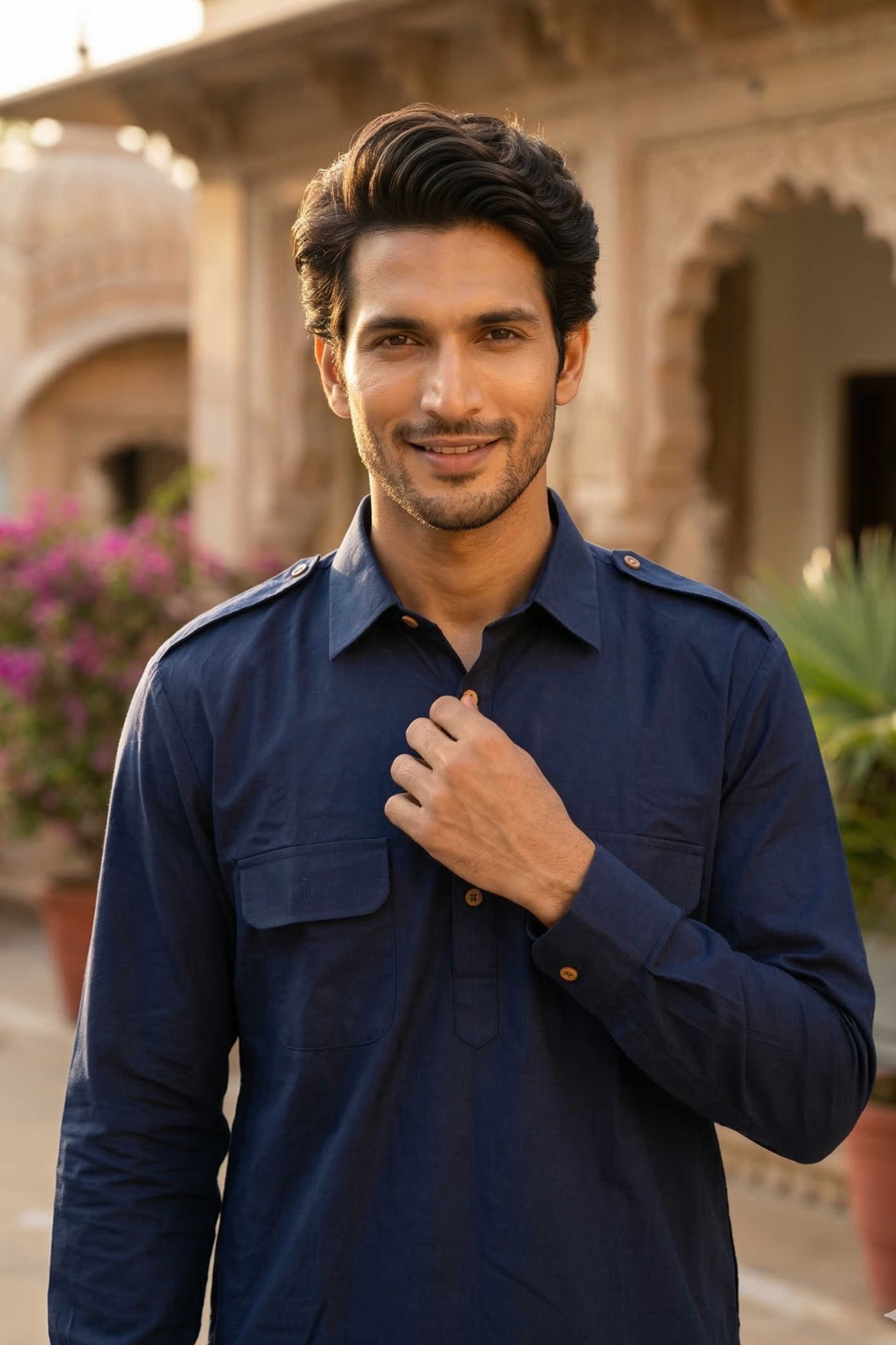 The Navy Blue Pathani Kurta for Men