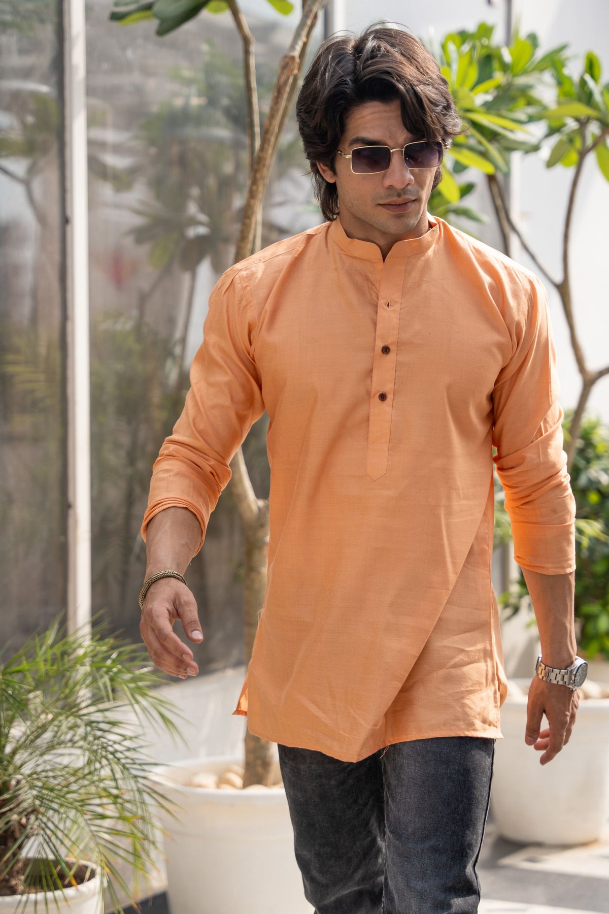 The Orange Short Kurta for Men