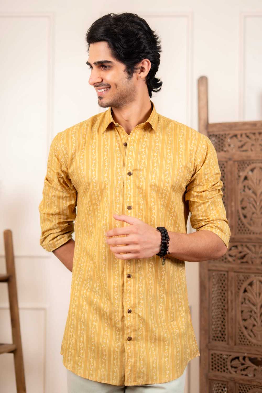 The Mustard Striped Floral Shirt