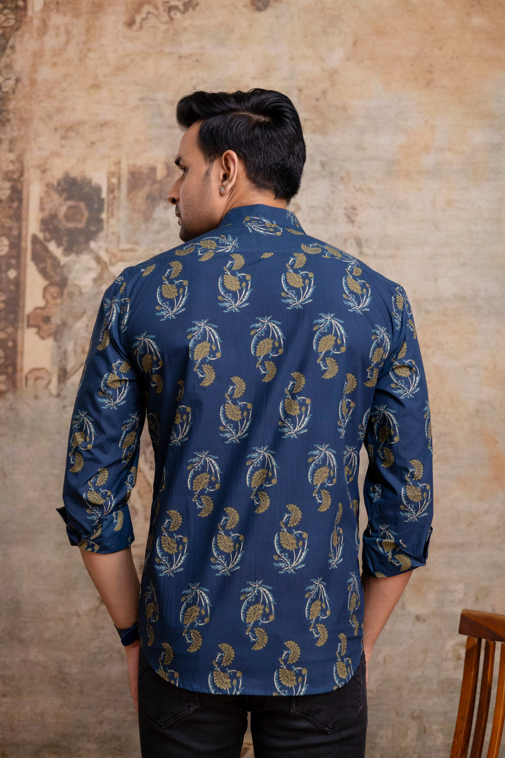 The Indigo Blue Garden Floral Full Sleeves Shirt