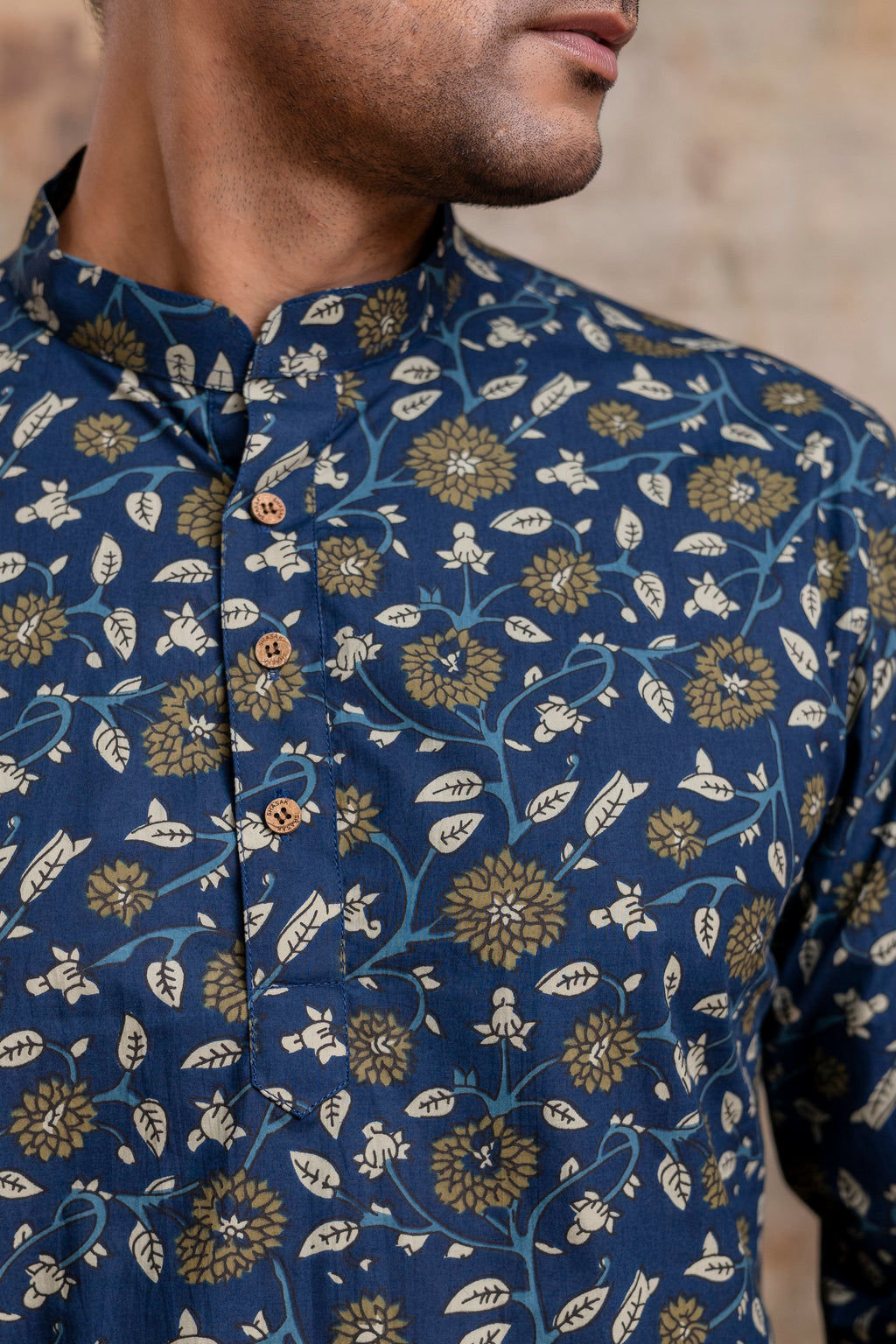 The Royal Blue Floral Garden Short Kurta