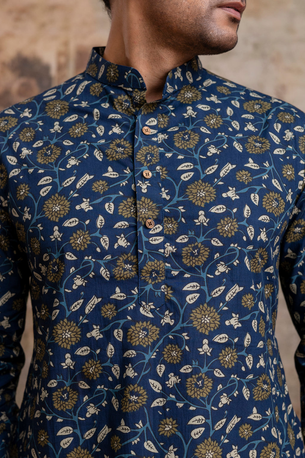 The Royal Blue Floral Garden Long Kurta