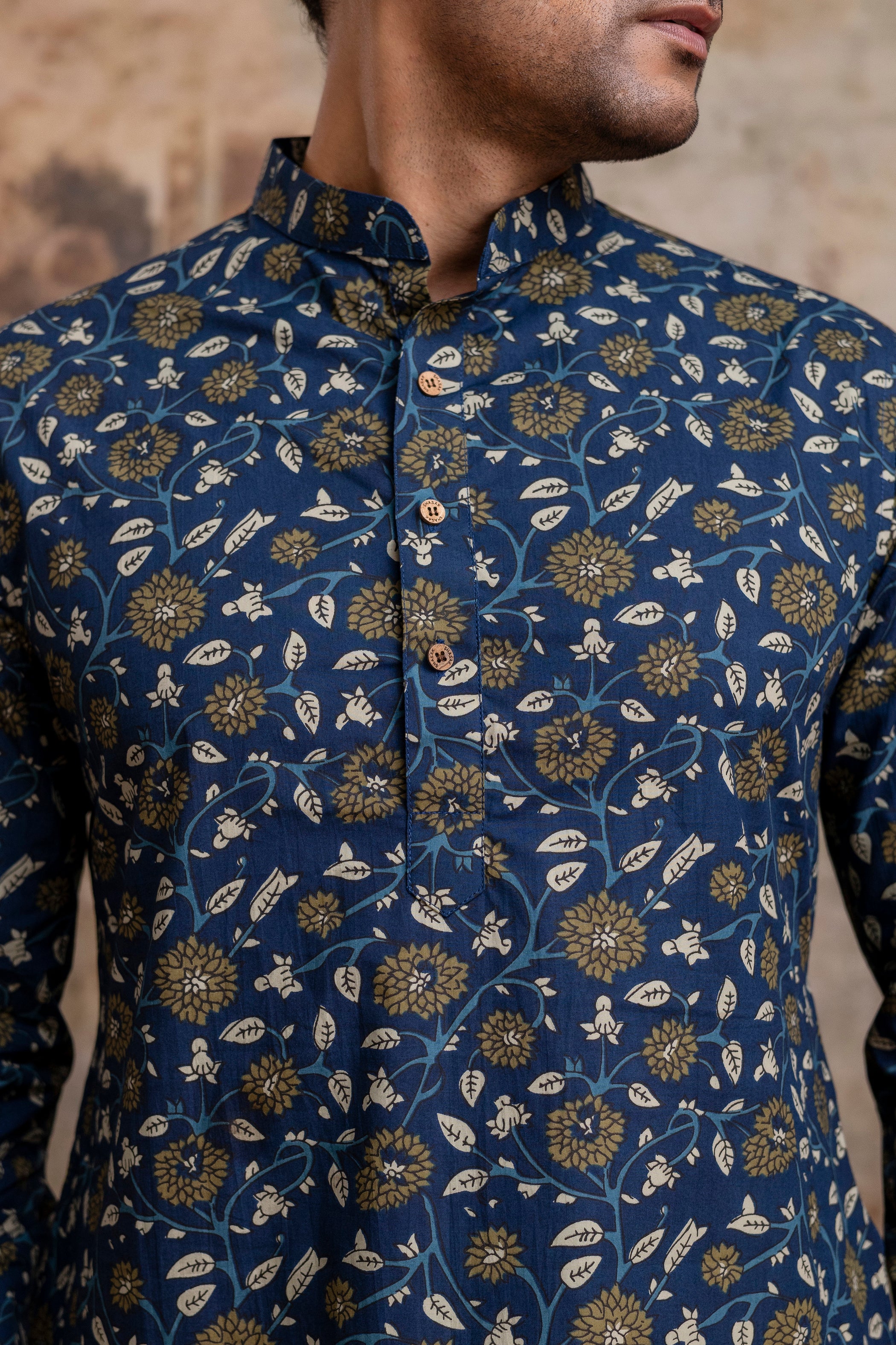 The Royal Blue Floral Garden Long Kurta