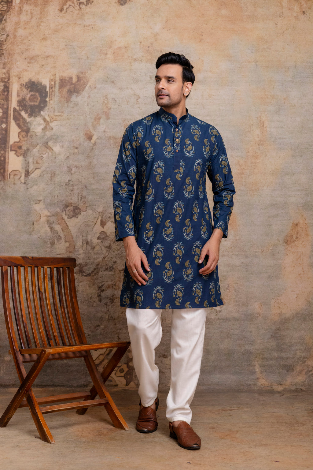 The Indigo Blue Garden Floral Long Kurta