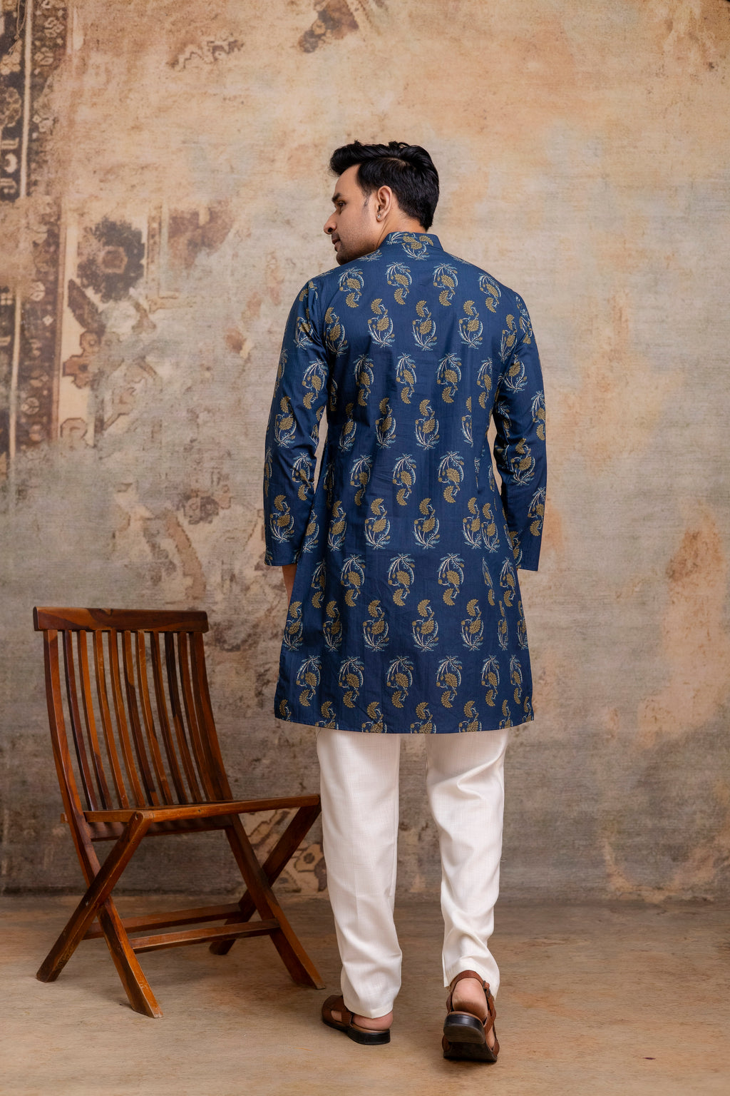 The Indigo Blue Garden Floral Long Kurta